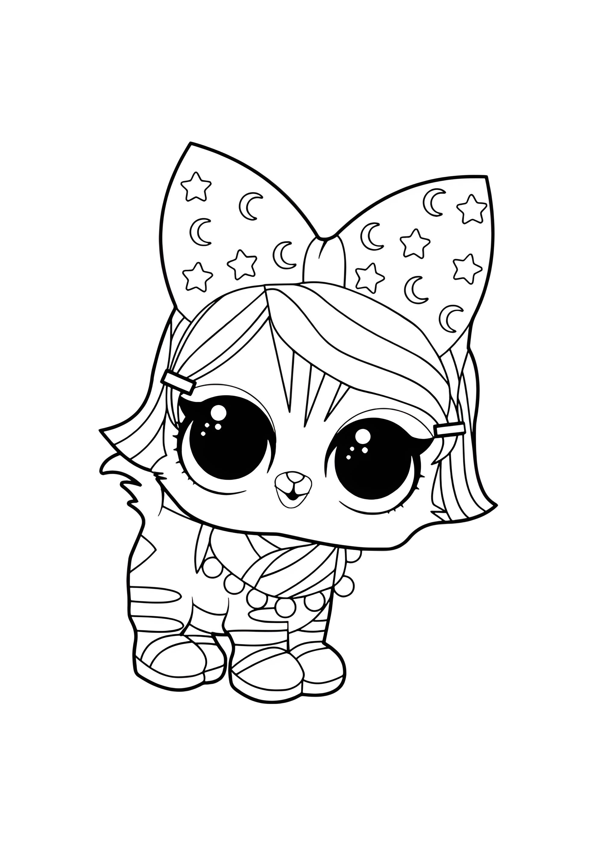 Раскраска ЛОЛ редкий питомец котёнок Ночь