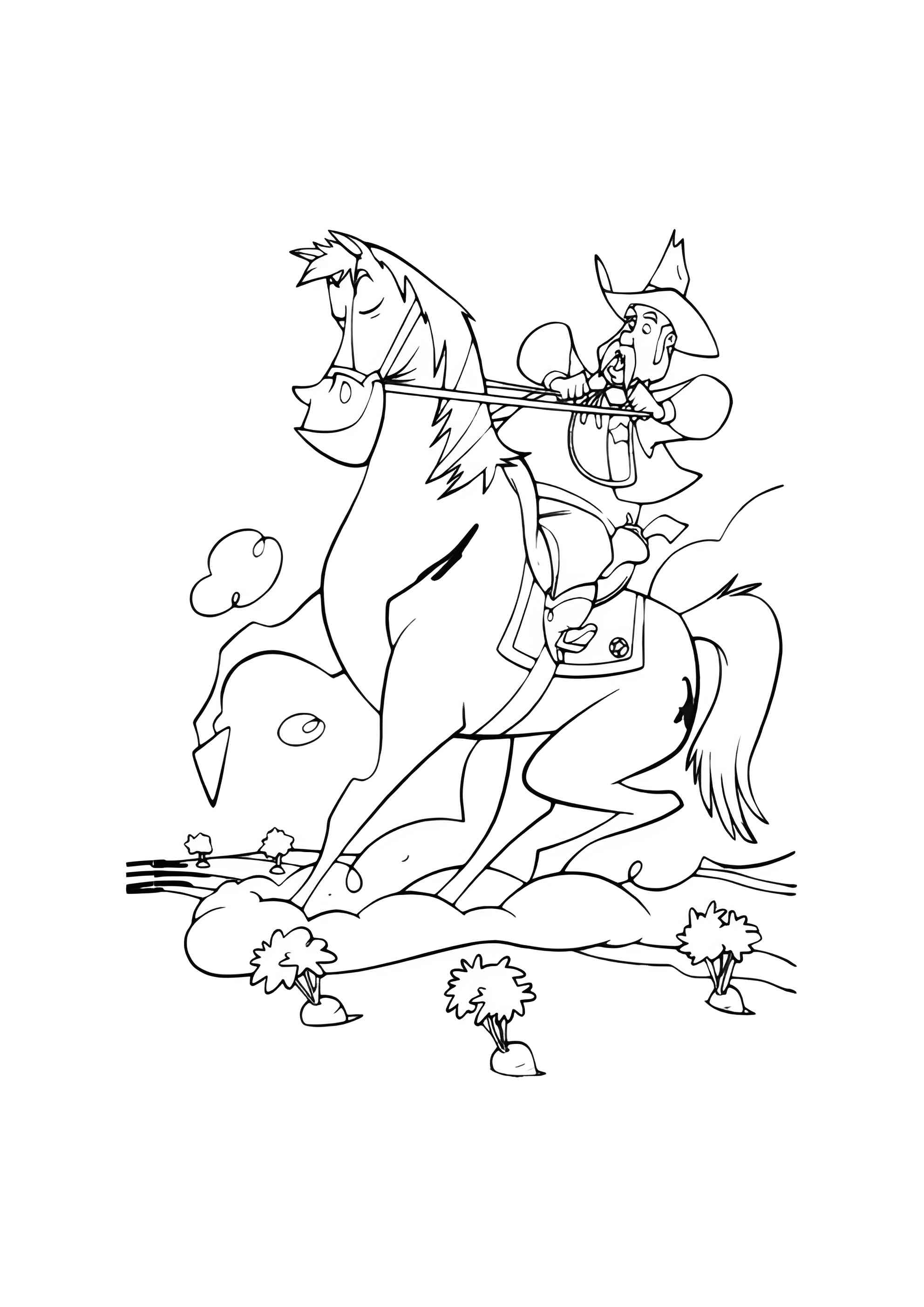 Раскраска Лошадь-богатырь и всадник