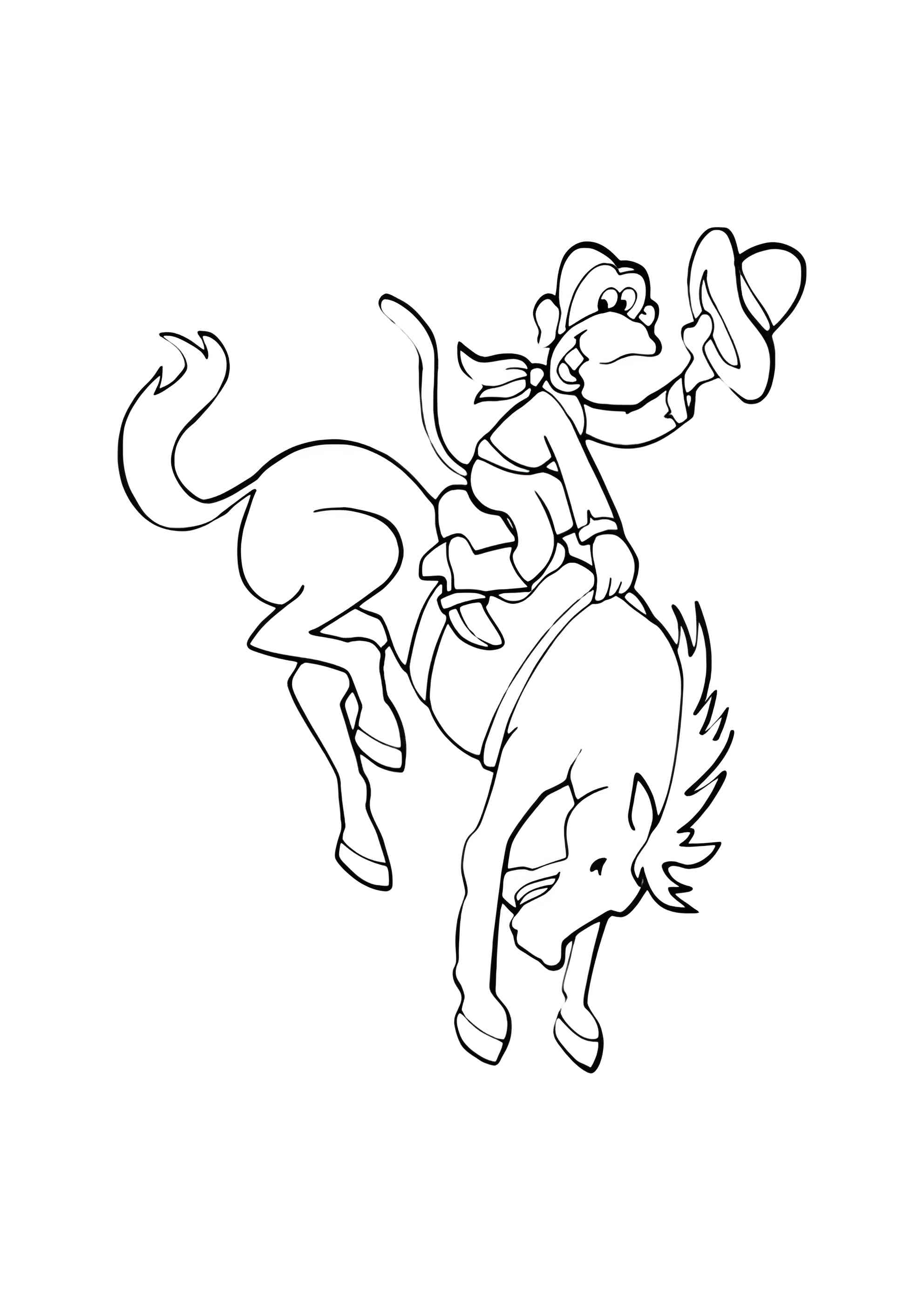 Раскраска Лошадь хочет сбросить наездника