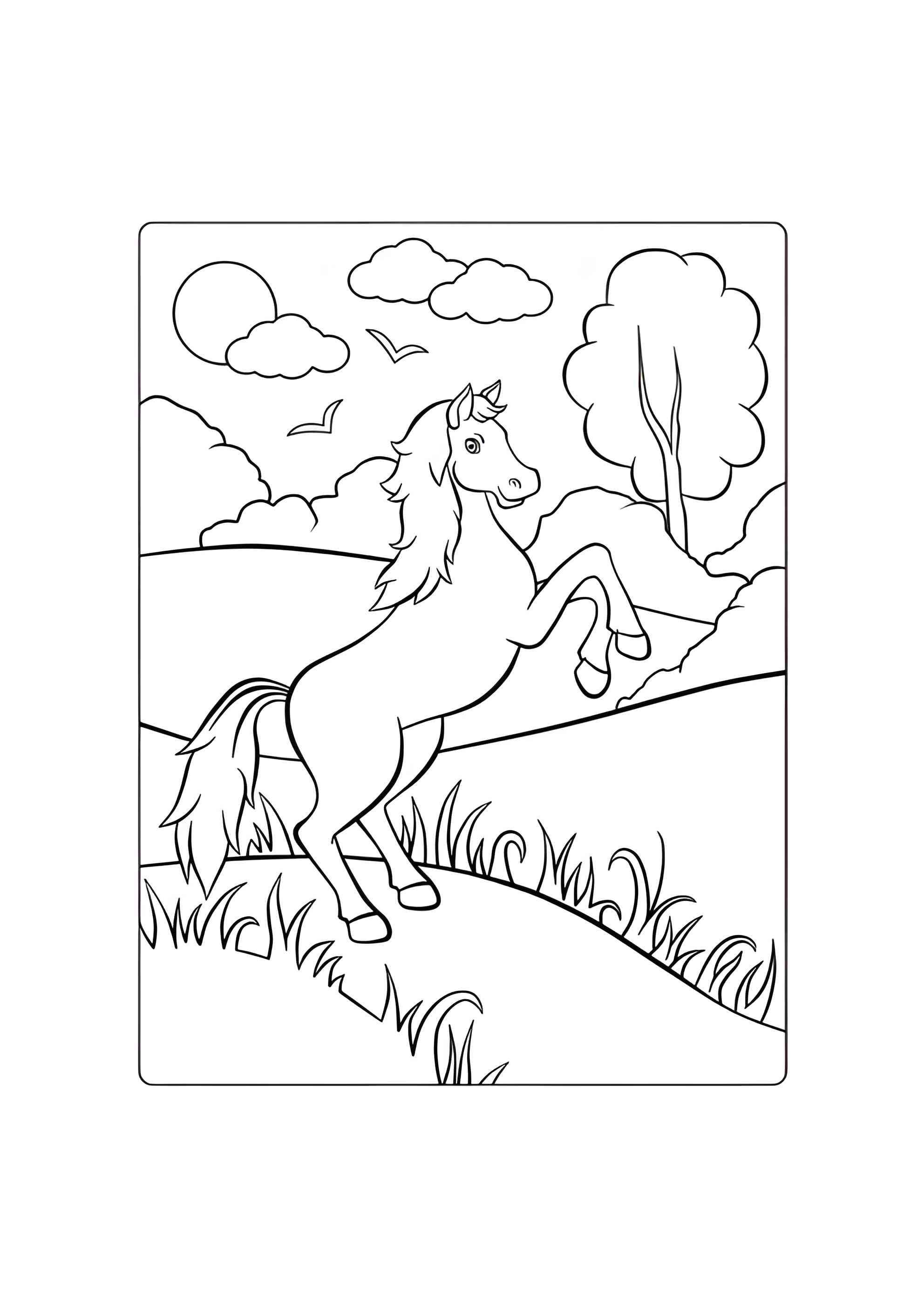 Раскраска Лошадь на природе