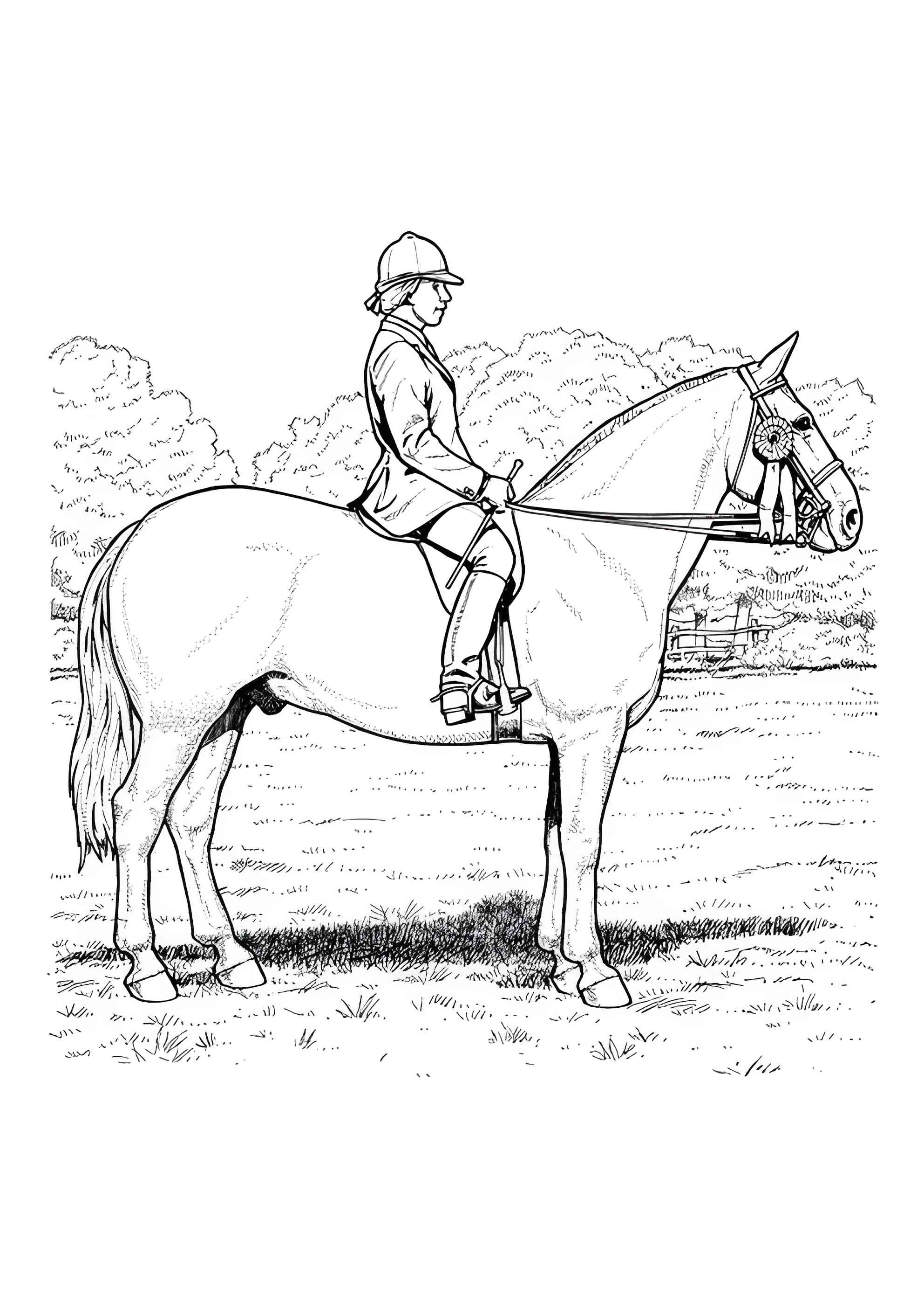 Раскраска Лошадь с наездником