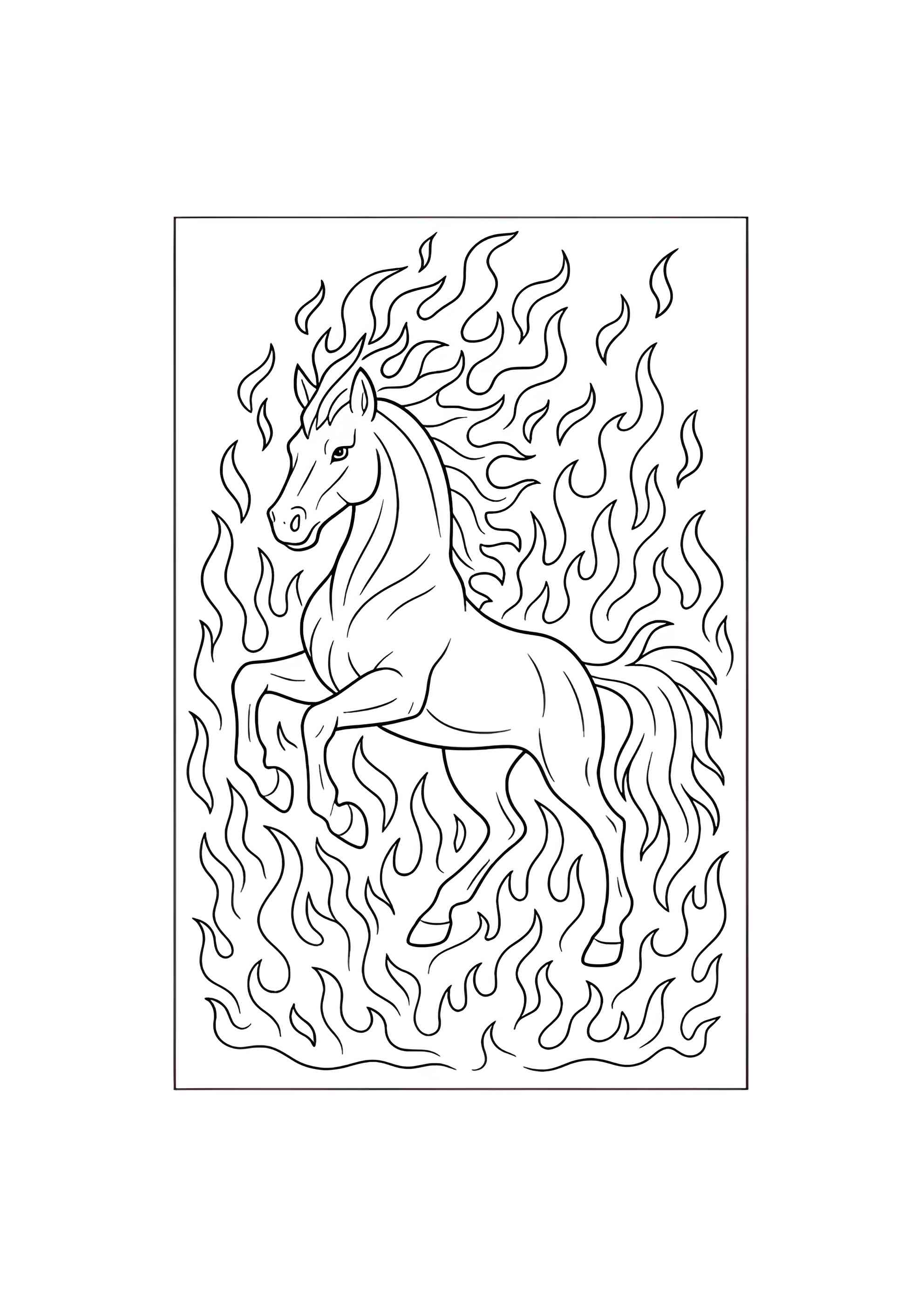 Раскраска Лошадь в огне