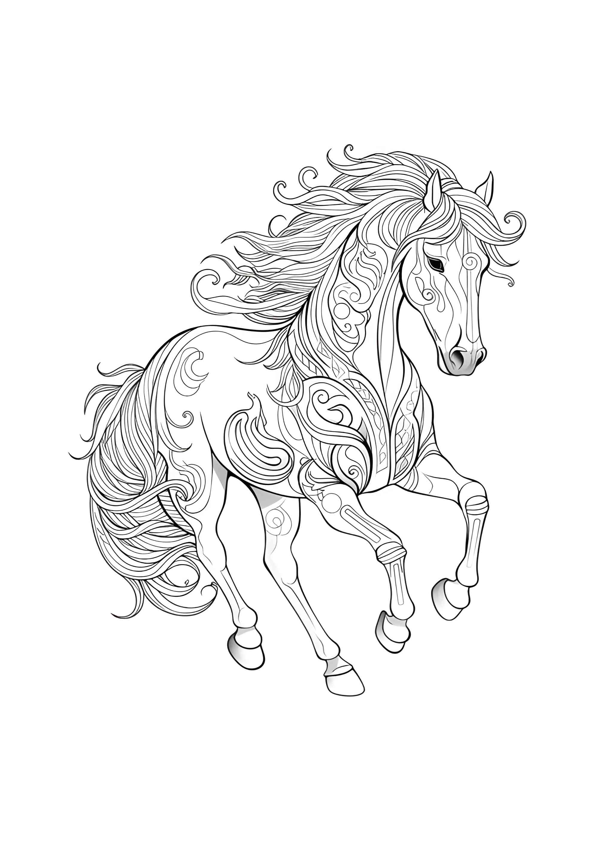 Раскраска Лошадка арт-терапия с красивыми узорами
