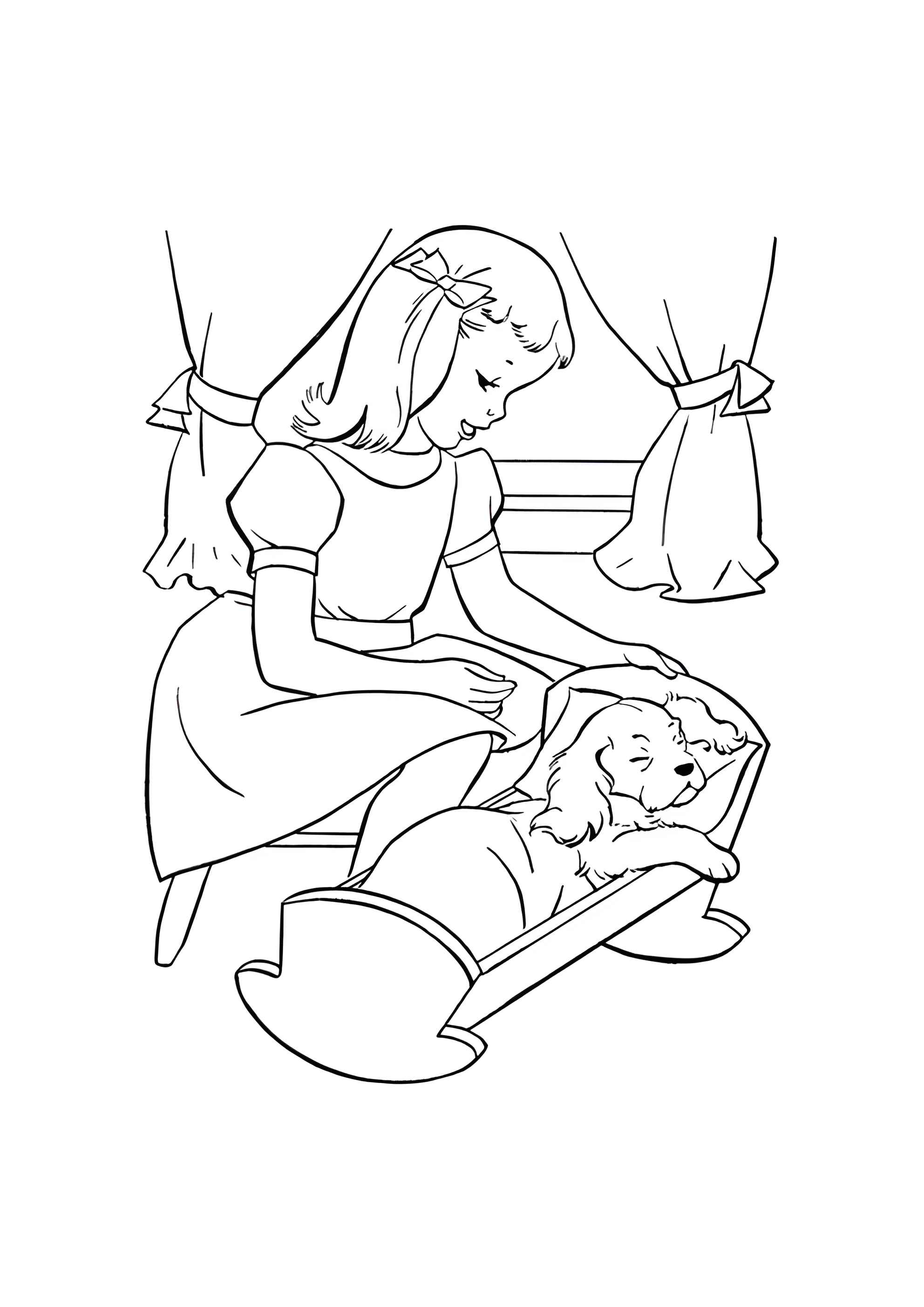 Раскраска Маленькая собачка спит