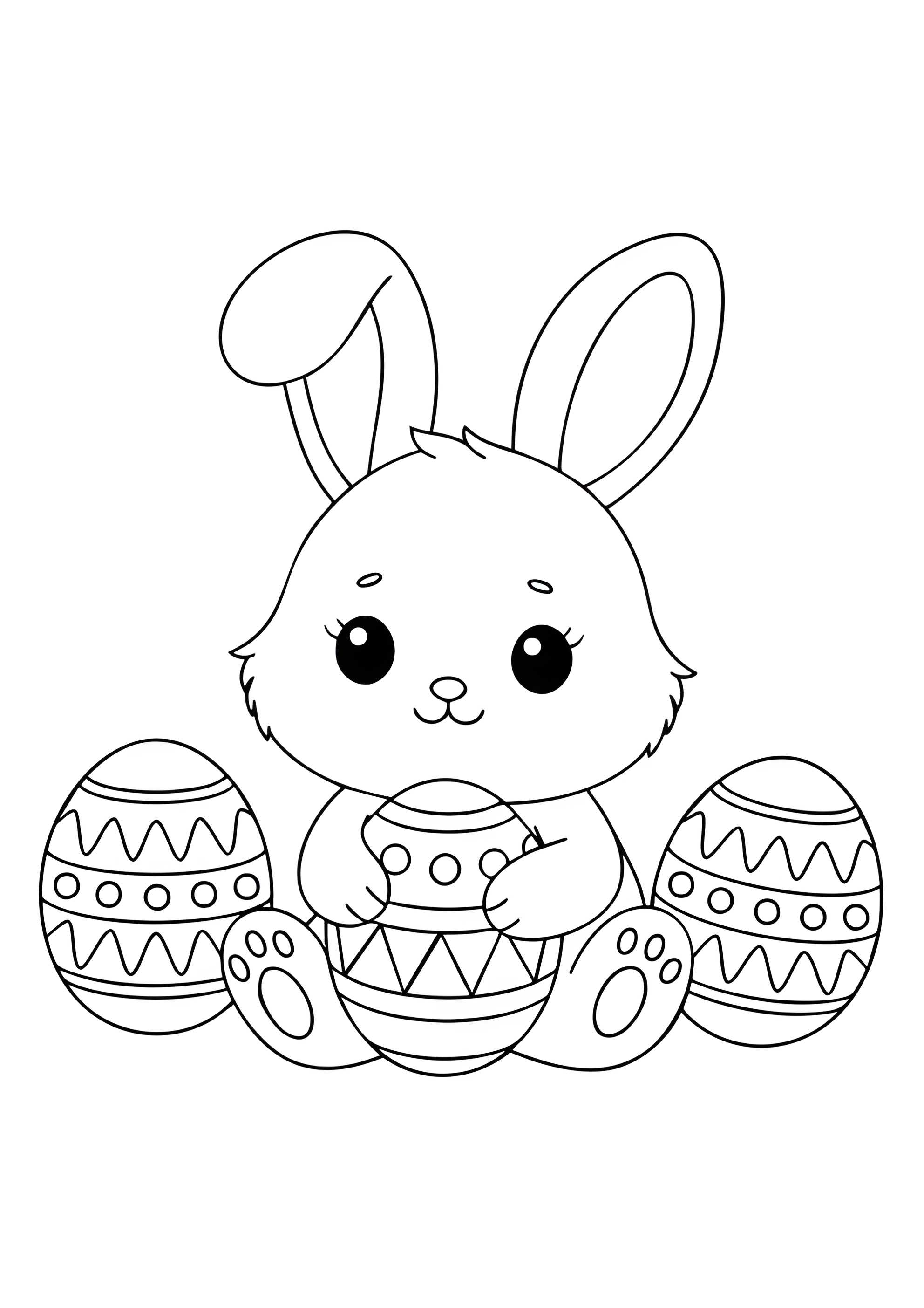 Раскраска Маленький кролик с яйцами