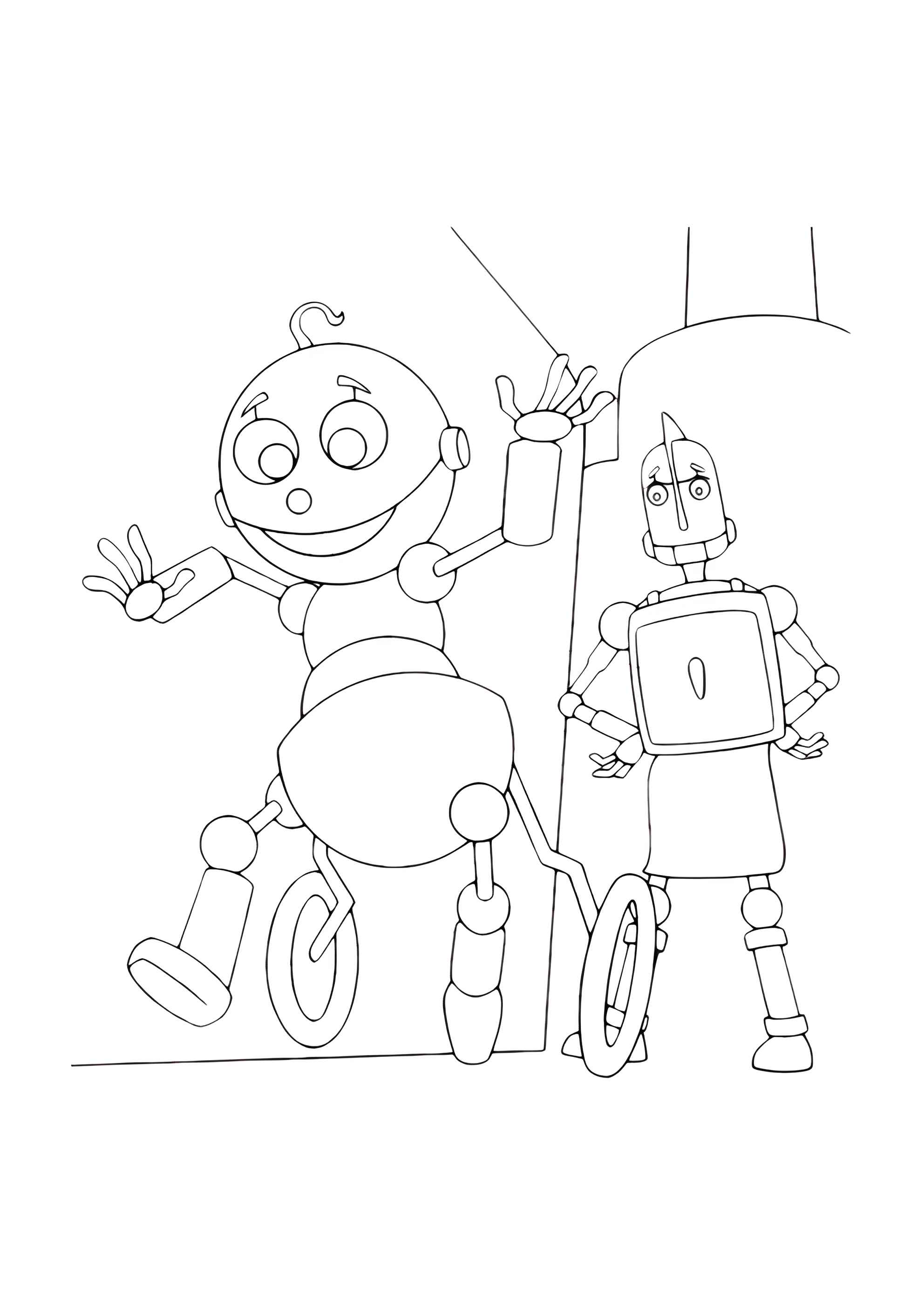 Раскраска Маленький робот с мамой