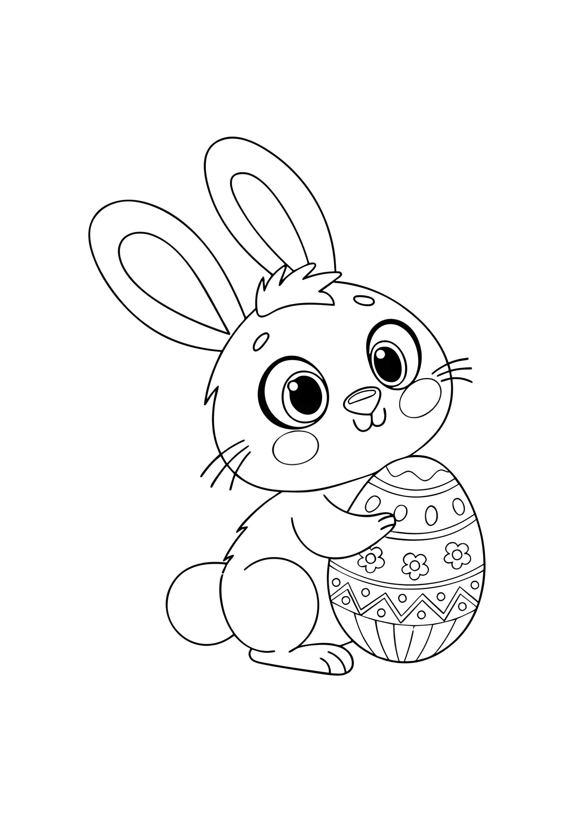 Раскраска Малыш кролик с яйцом