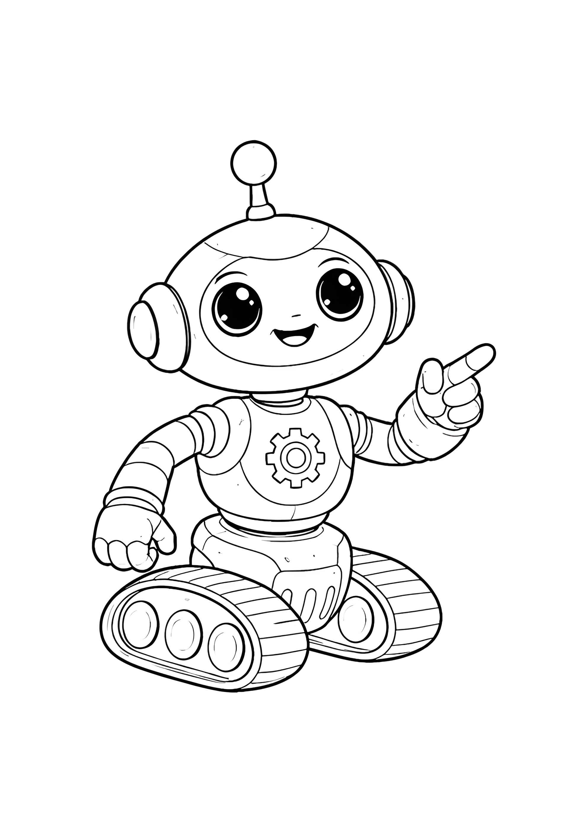 Раскраска Малыш робот на гусеницах