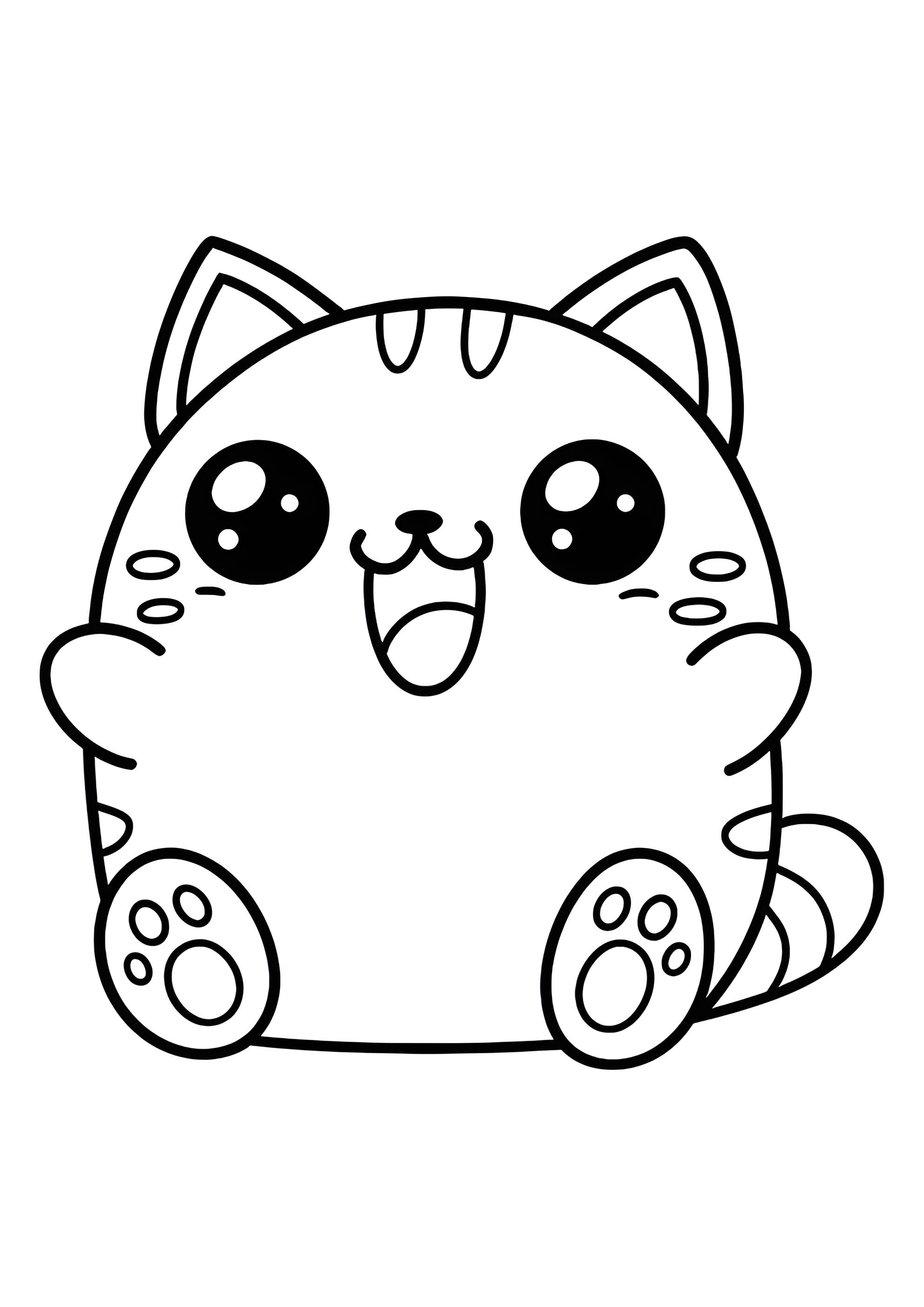 Раскраска Малюсенький аниме котёнок