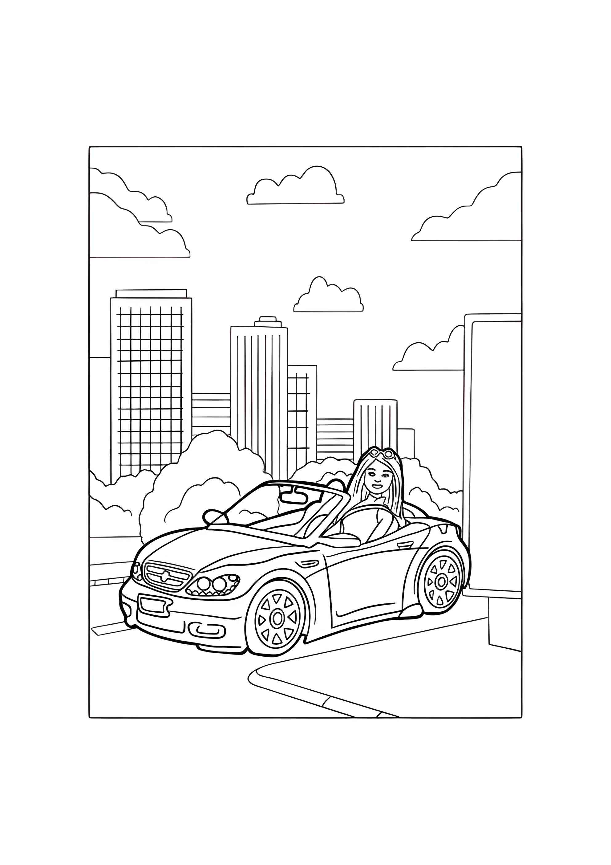 Раскраска Машина Барби