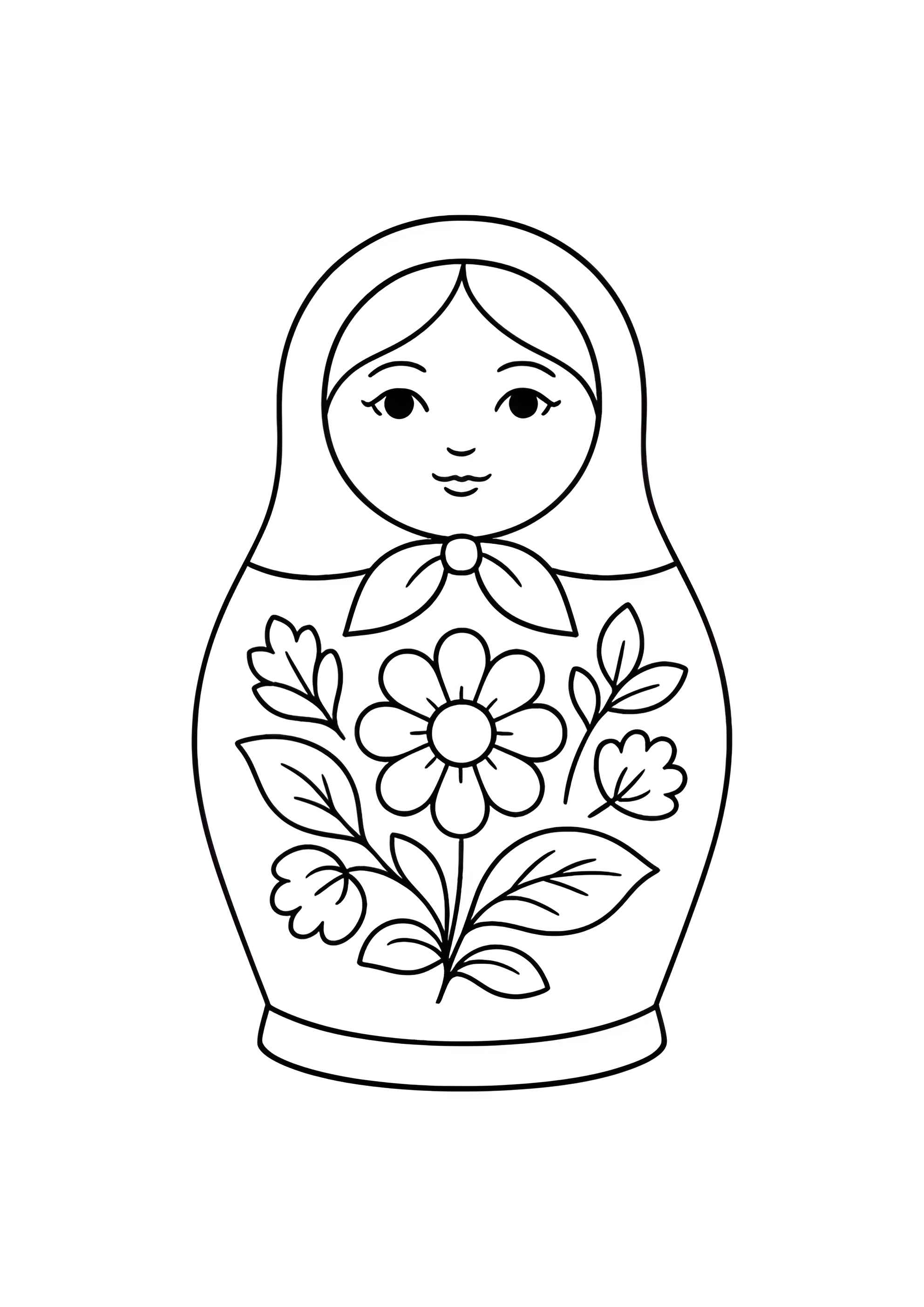 Раскраска Матрёшка с ромашкой