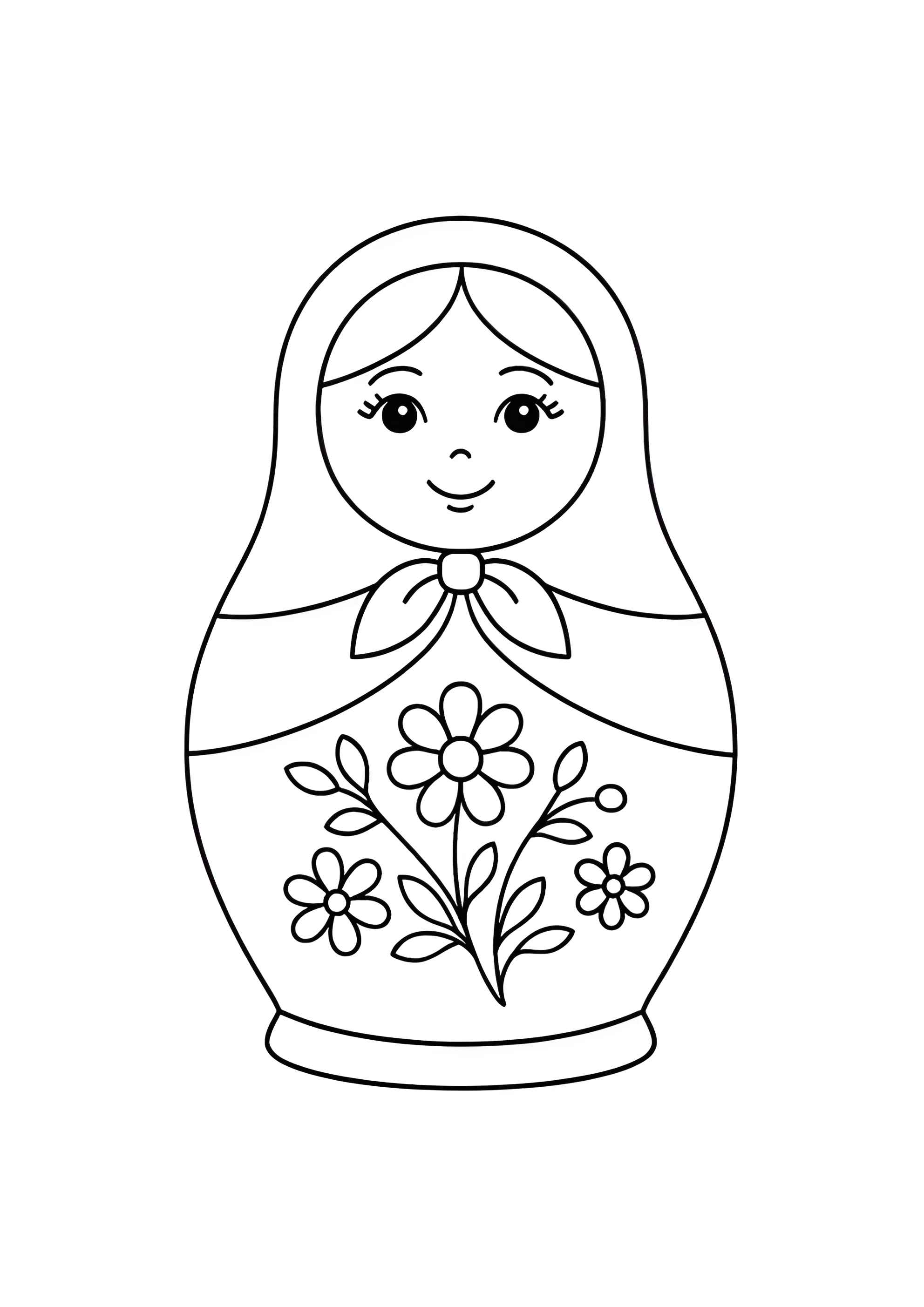 Раскраска Матрёшка с узором цветком