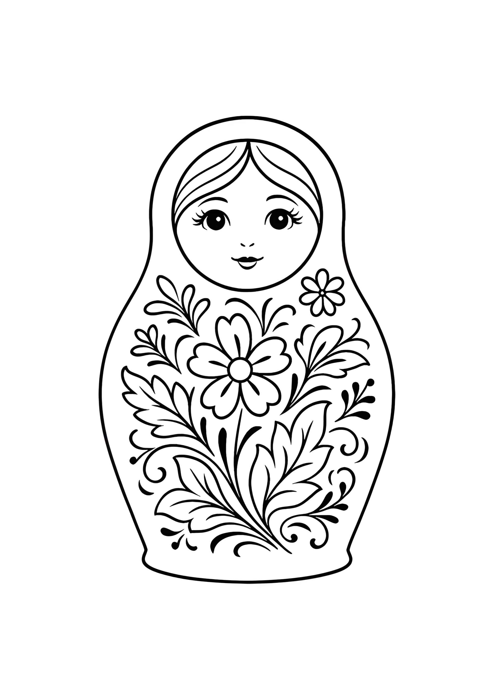 Раскраска Матрёшка с узором в стиле гжель