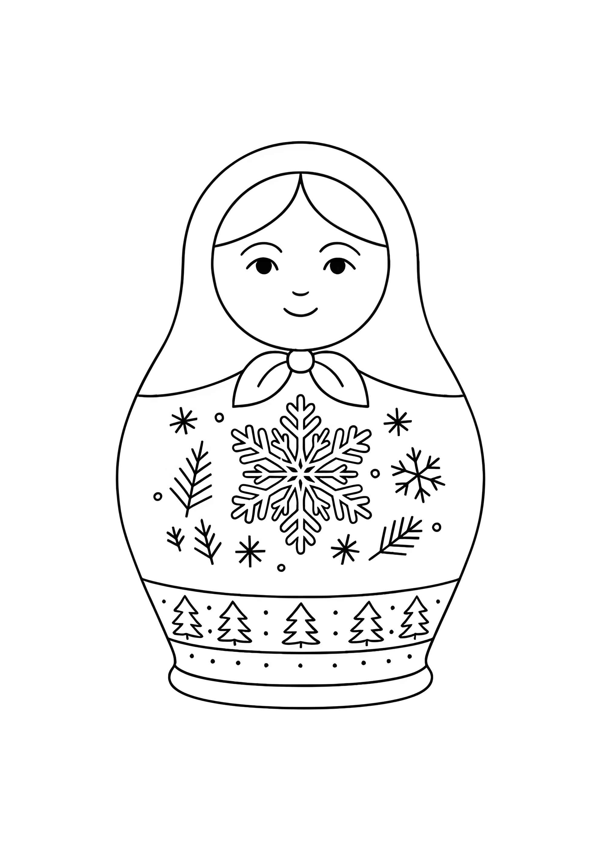 Раскраска Матрёшка с зимними узорами