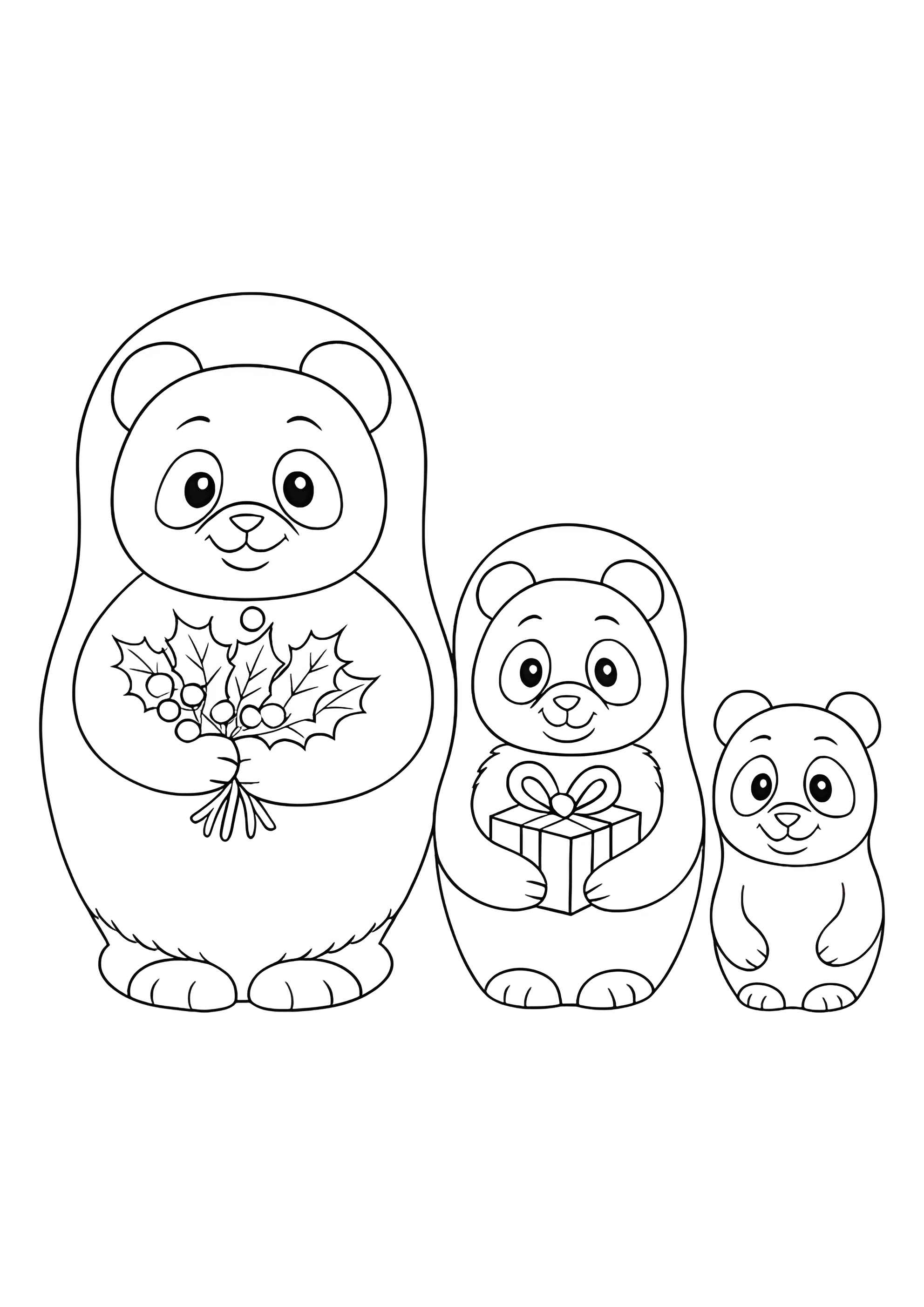Раскраска Матрёшки пандочки