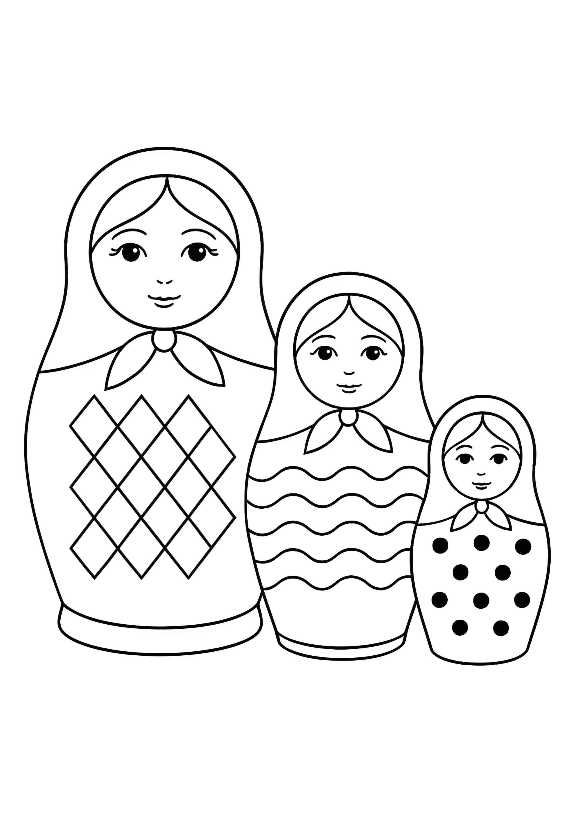 Раскраска Матрёшки с геометрическими узорами