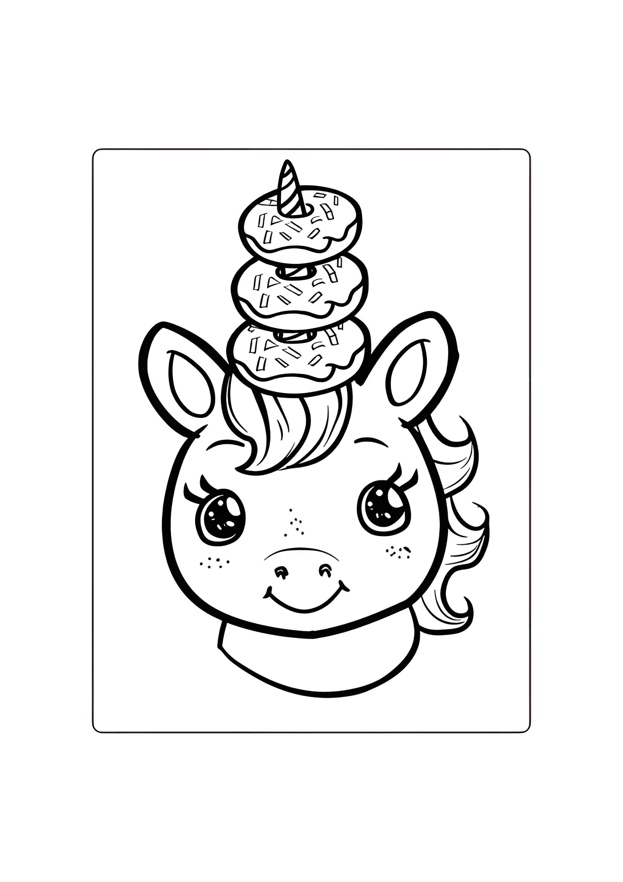 Раскраска Милая единорожка с пончиками