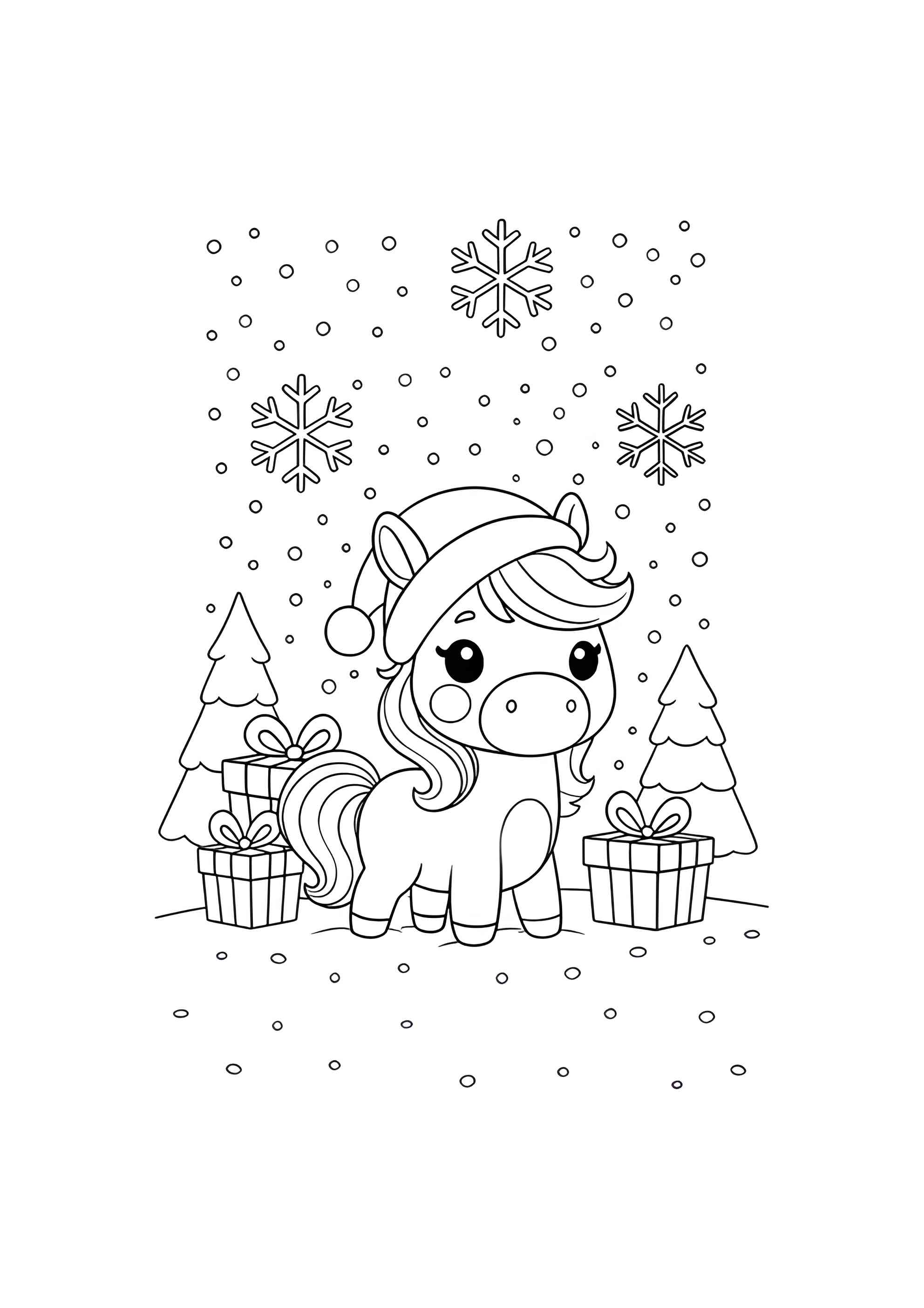Раскраска Милая поняшка на с подарками