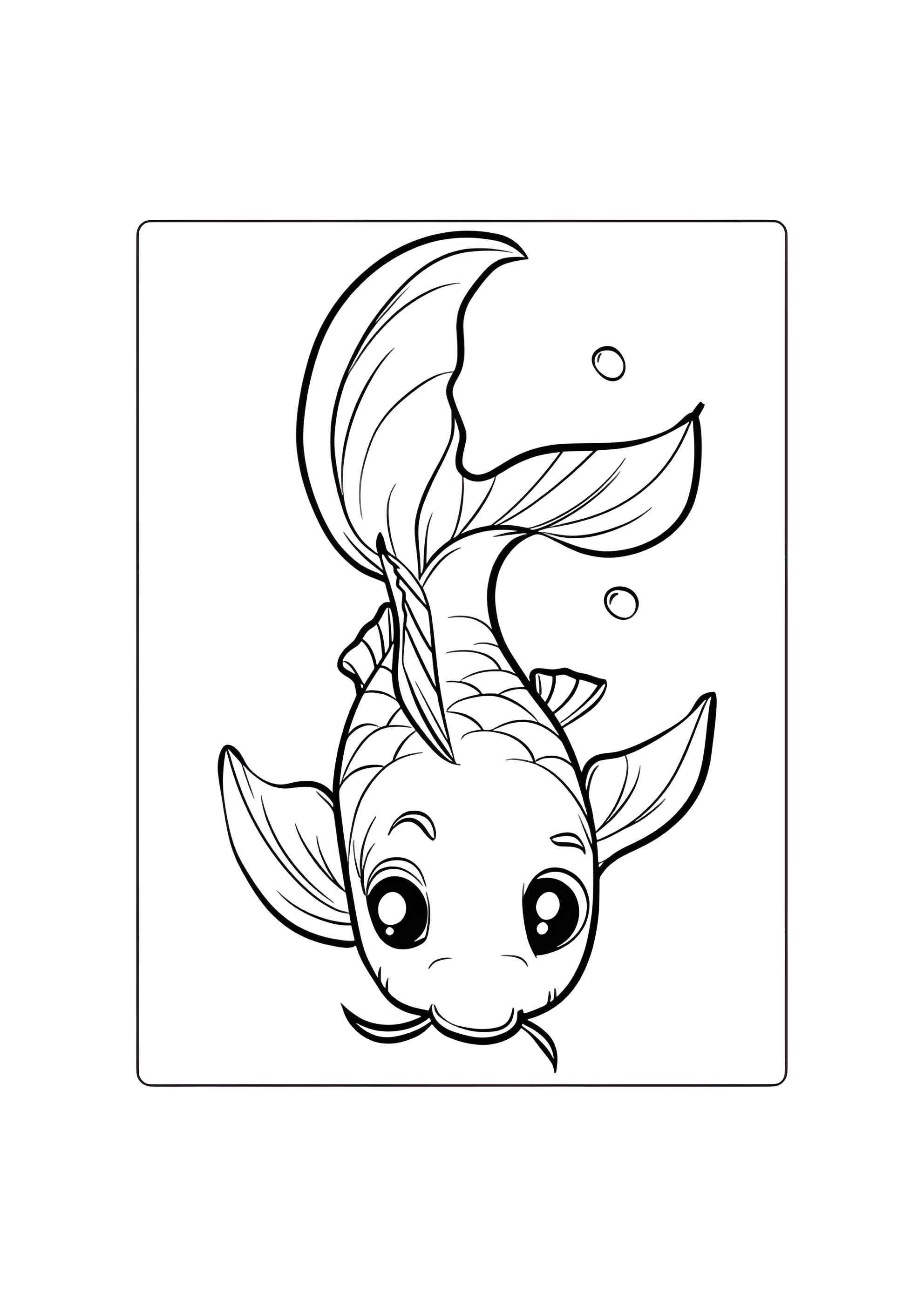 Раскраска Милая рыбка карп Кои