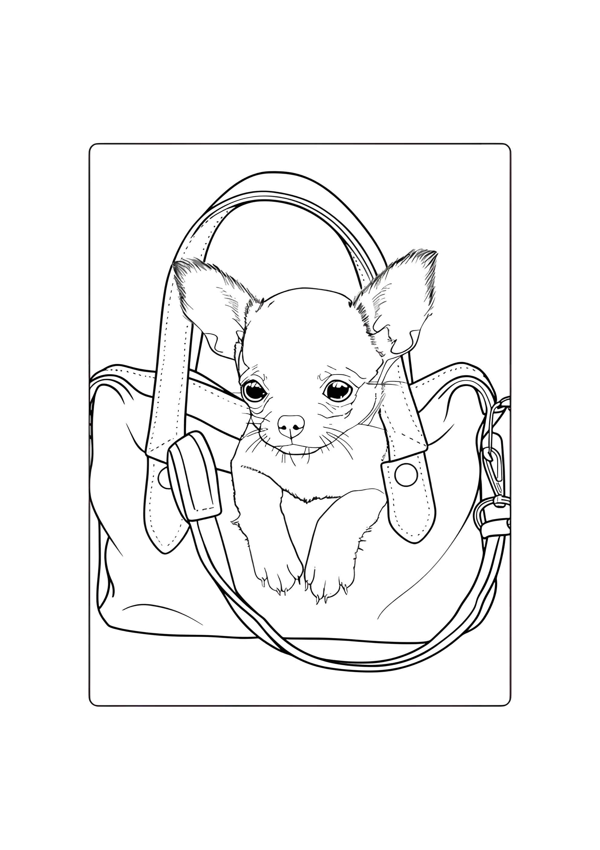 Раскраска Милая собачка в сумочке