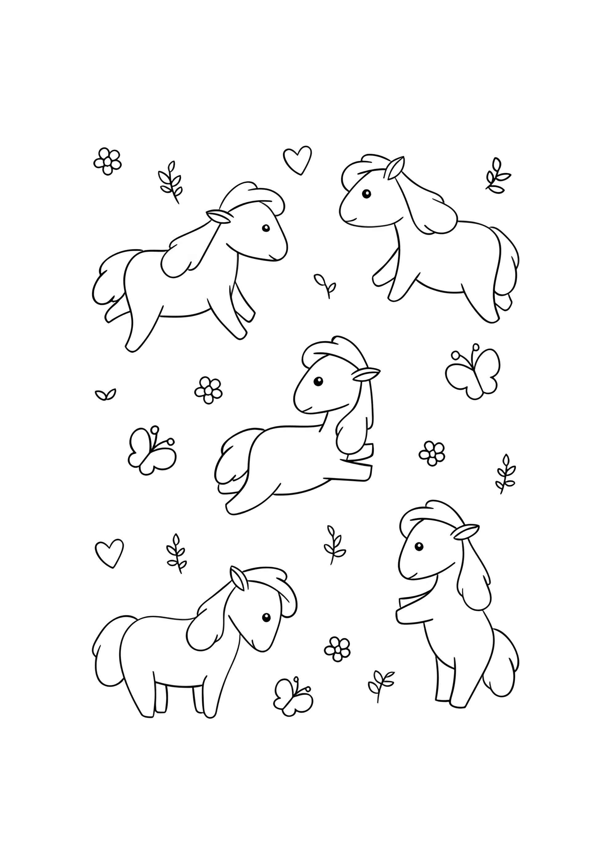 Раскраска Милые лошадки
