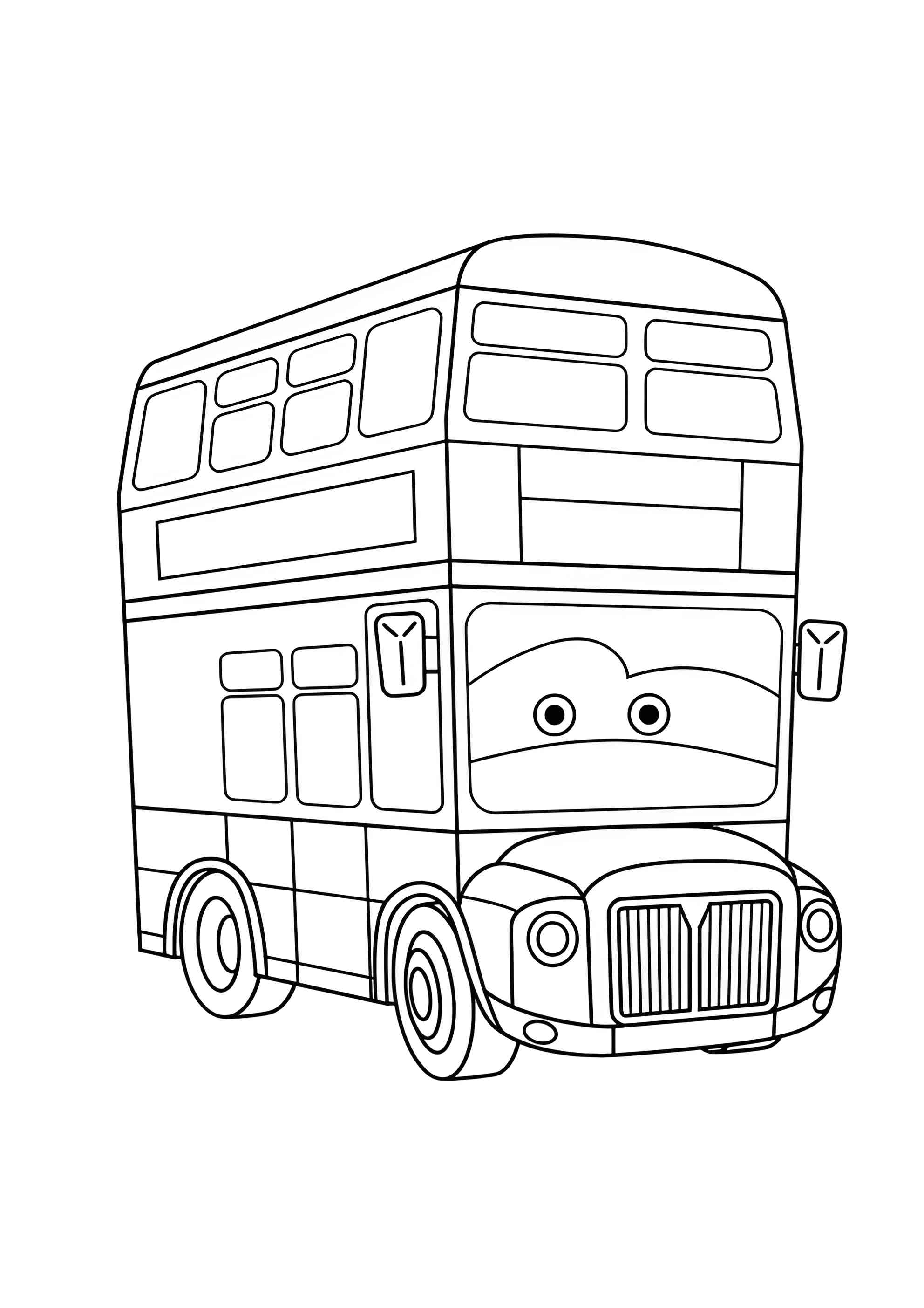 Раскраска Милый двухэтажный автобус