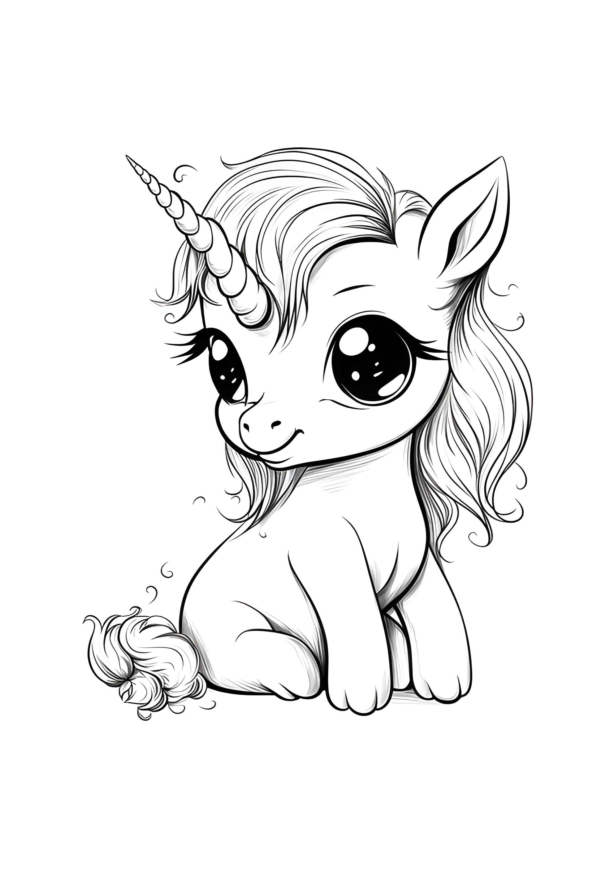Раскраска Милый малыш единорог