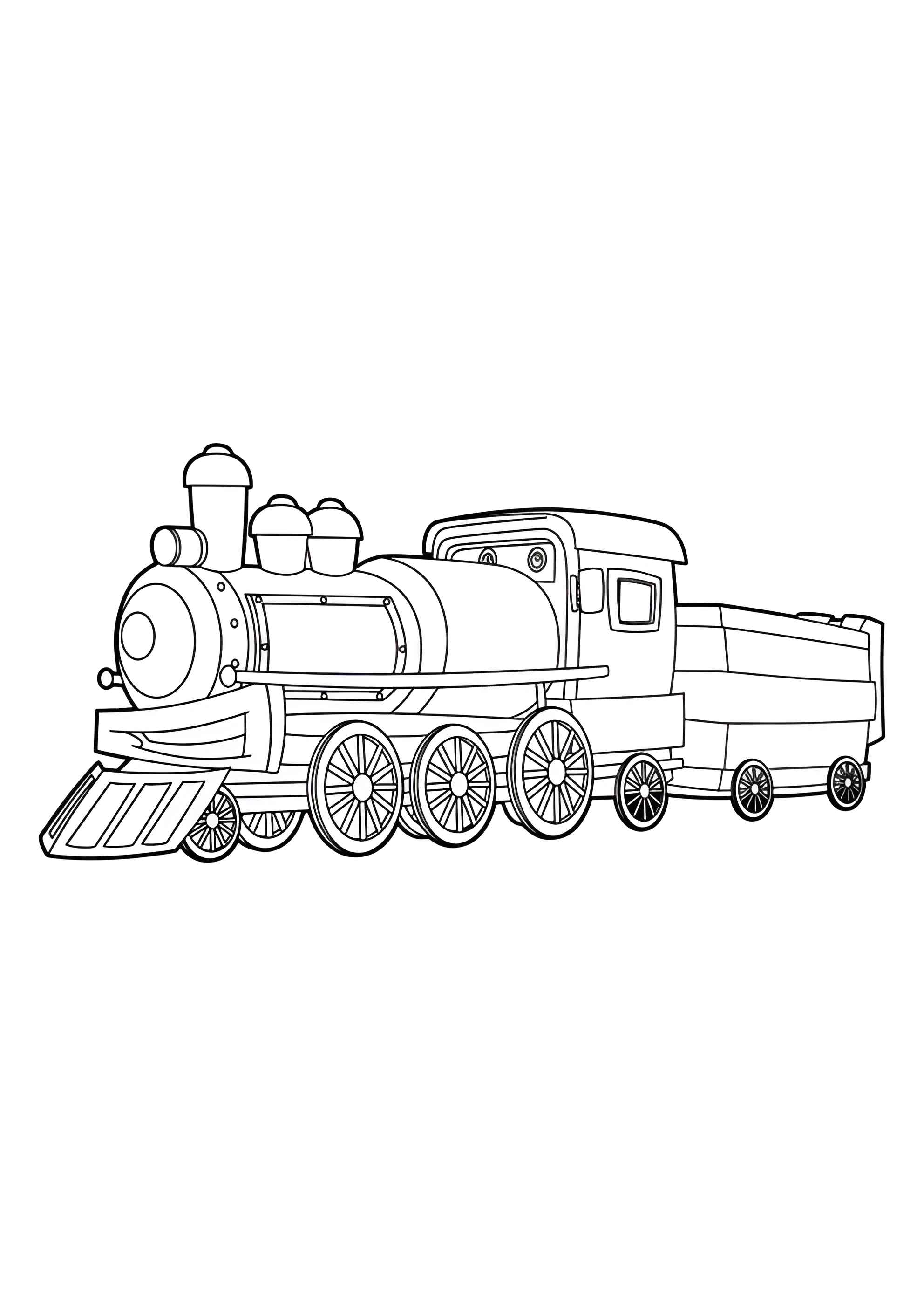 Раскраска Милый паравоз с вагоном