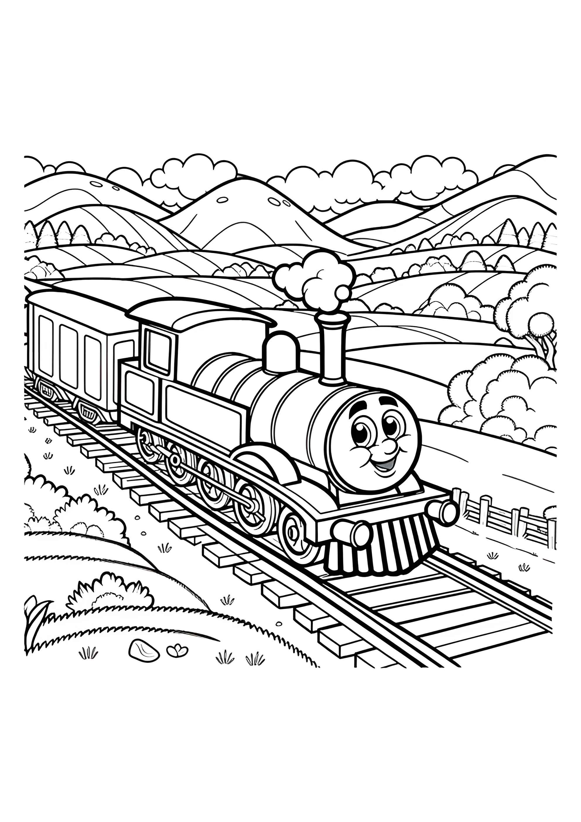 Раскраска Милый паравозик