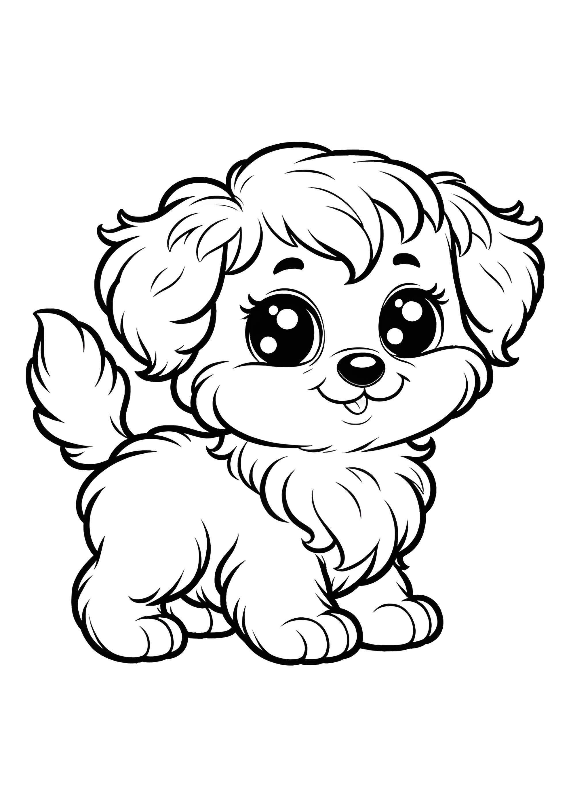 Раскраска Милый пушистый щенок