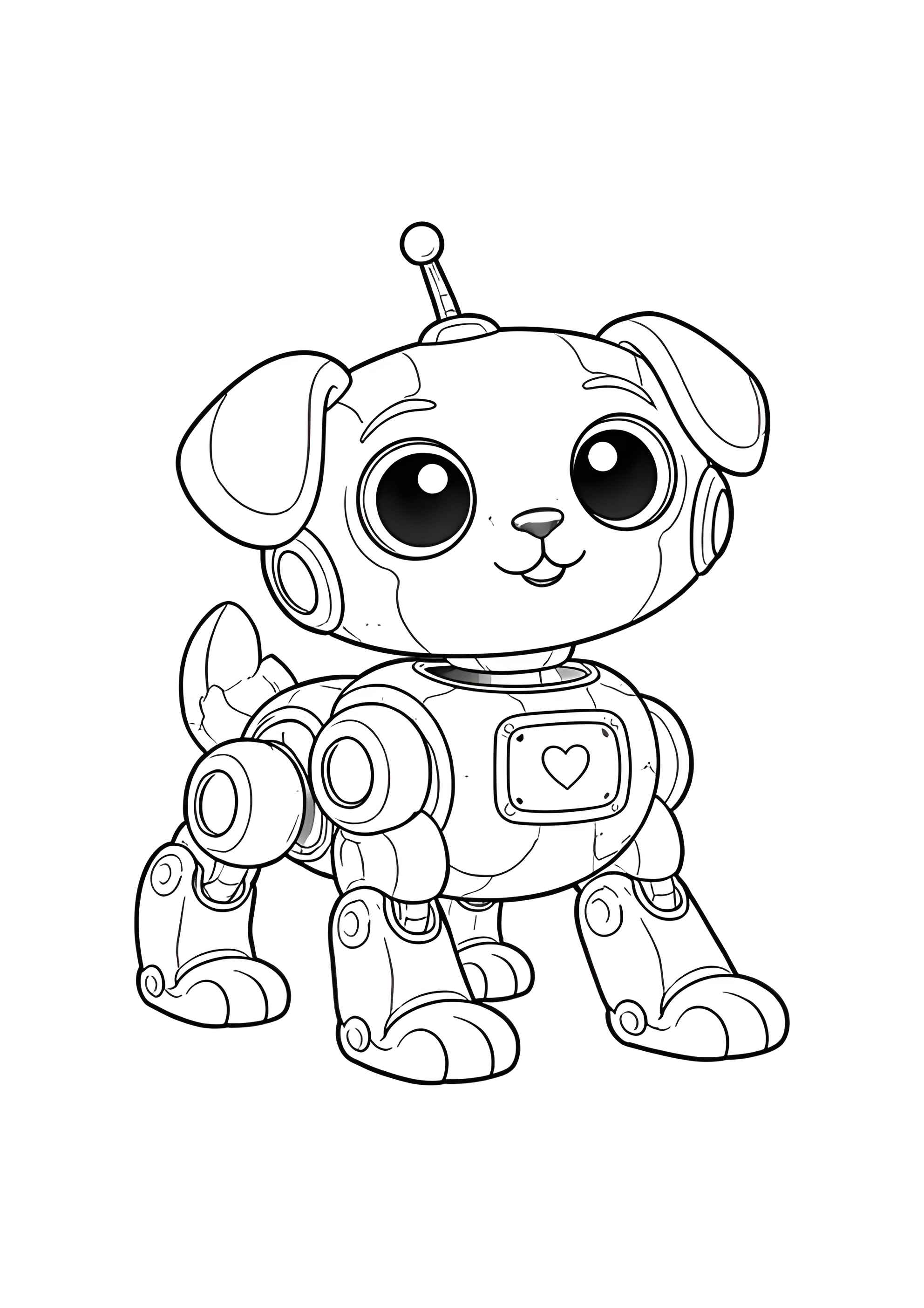 Раскраска Милый робот щенок