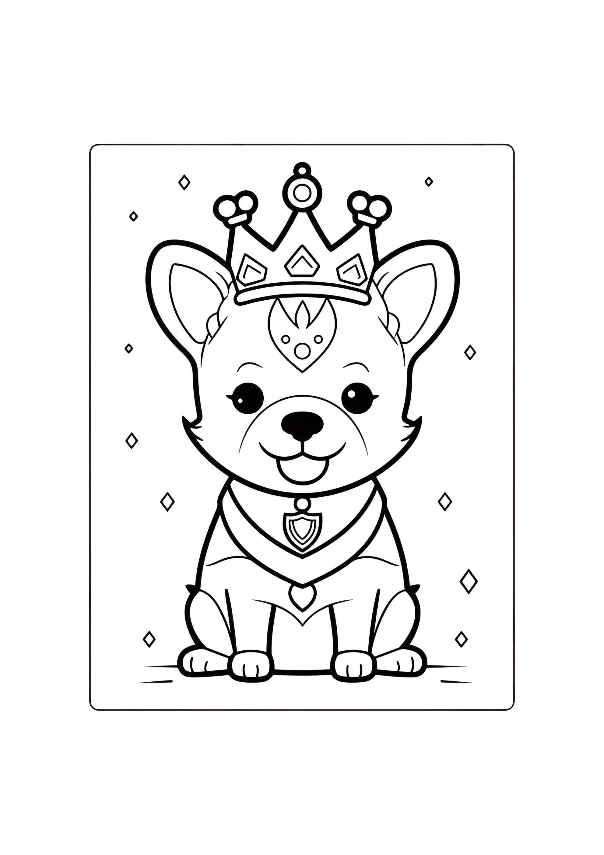 Раскраска Милый щеночек в короне