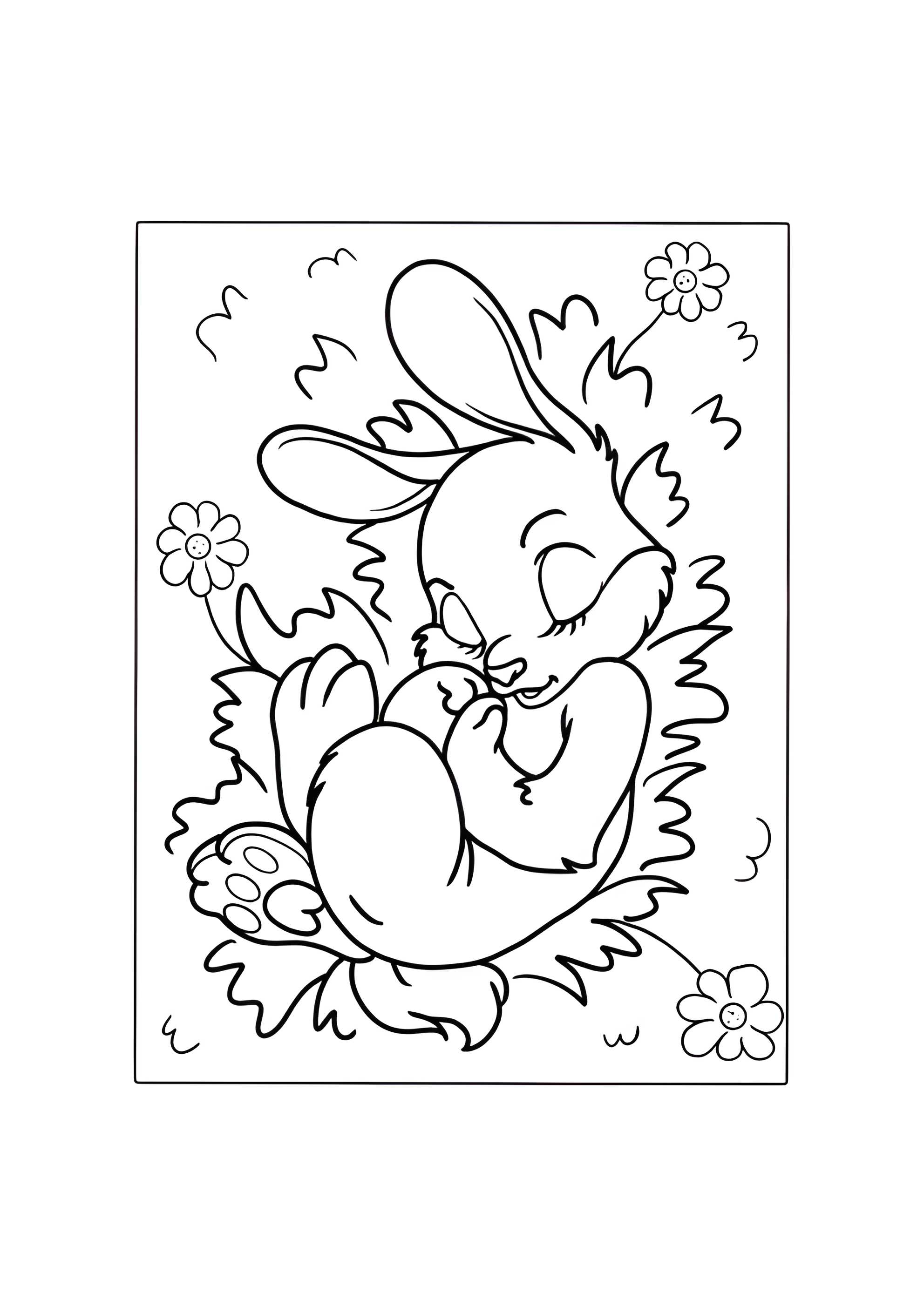 Раскраска Милый спящий кролик