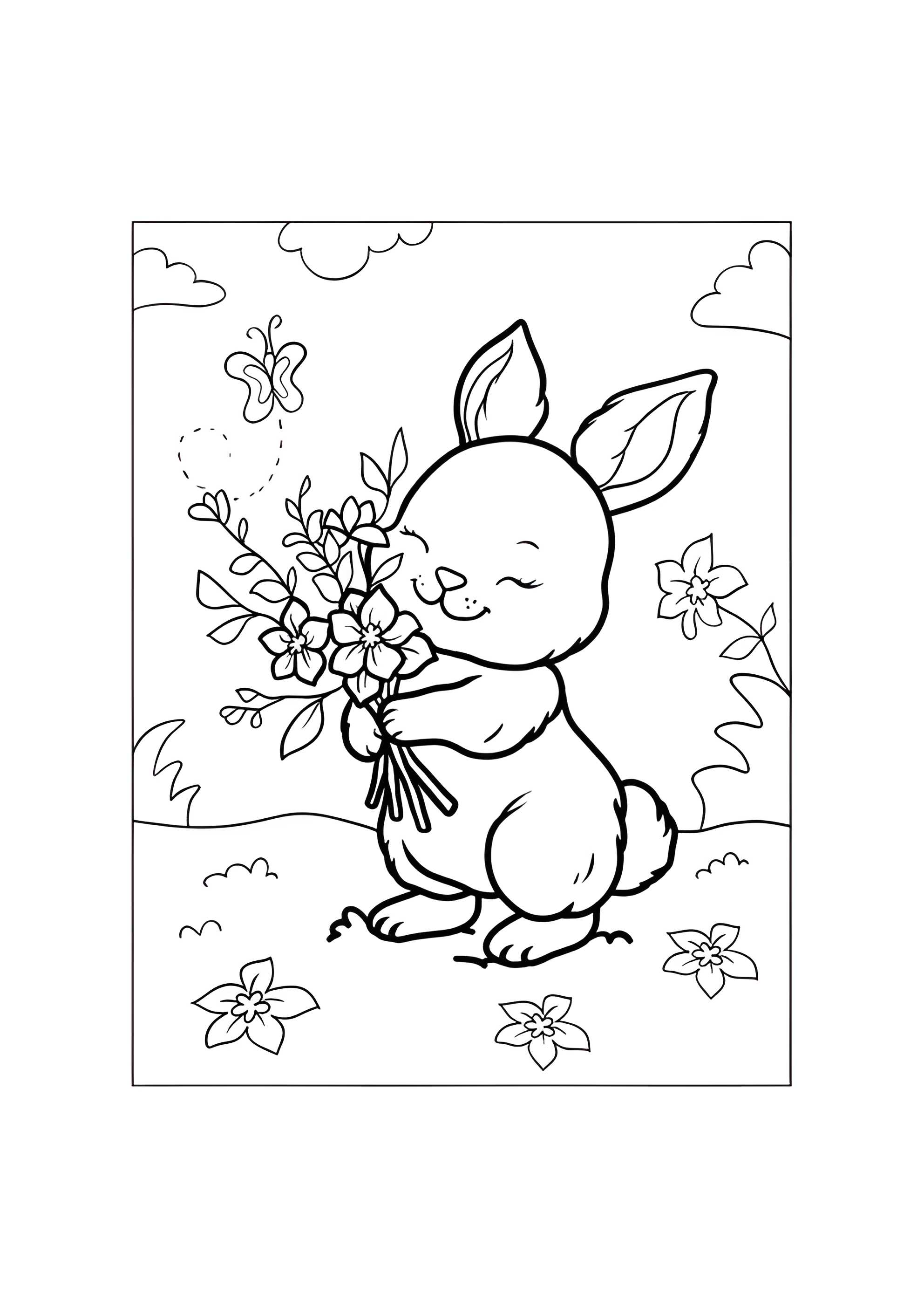 Раскраска Милый зайчик на Пасху
