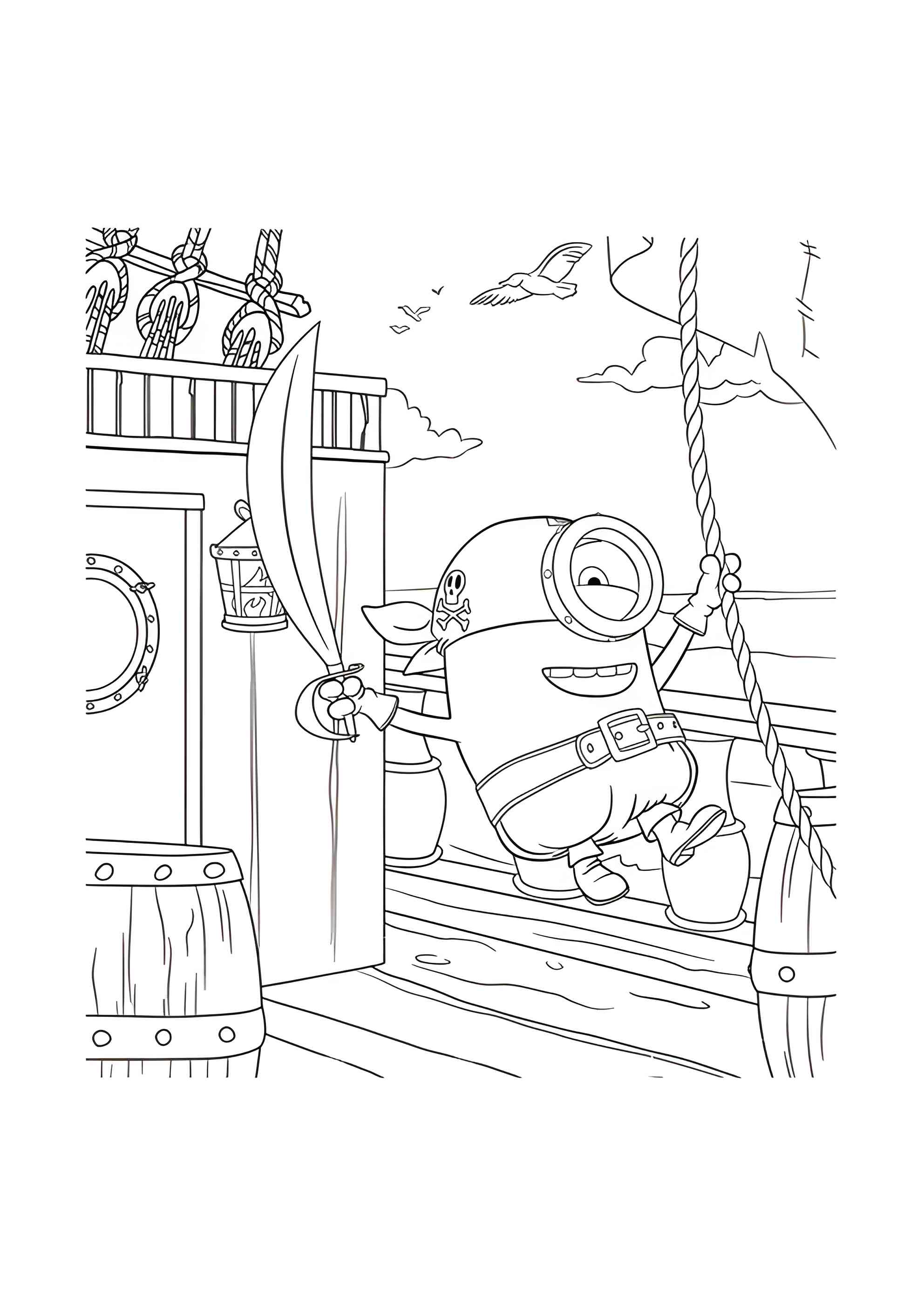 Раскраска Миньон пират
