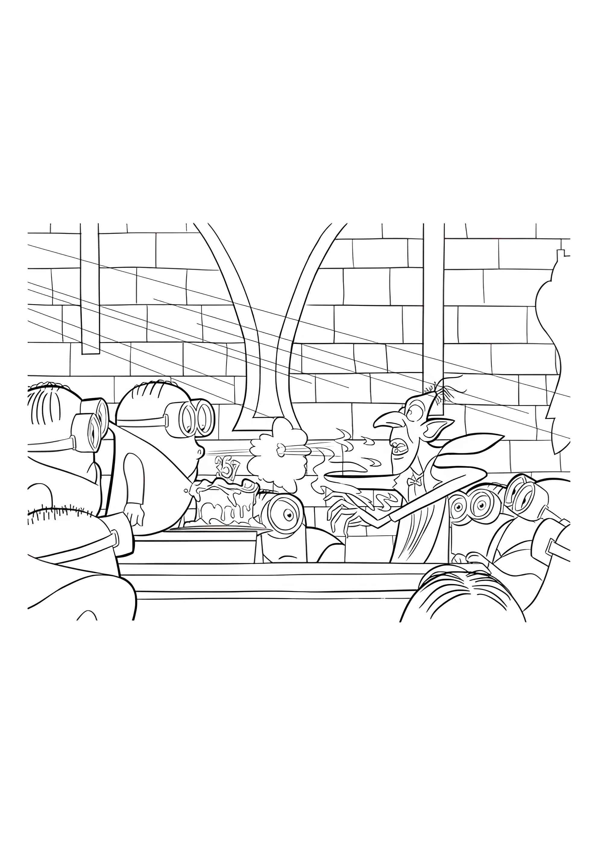 Раскраска Миньоны и Дракула