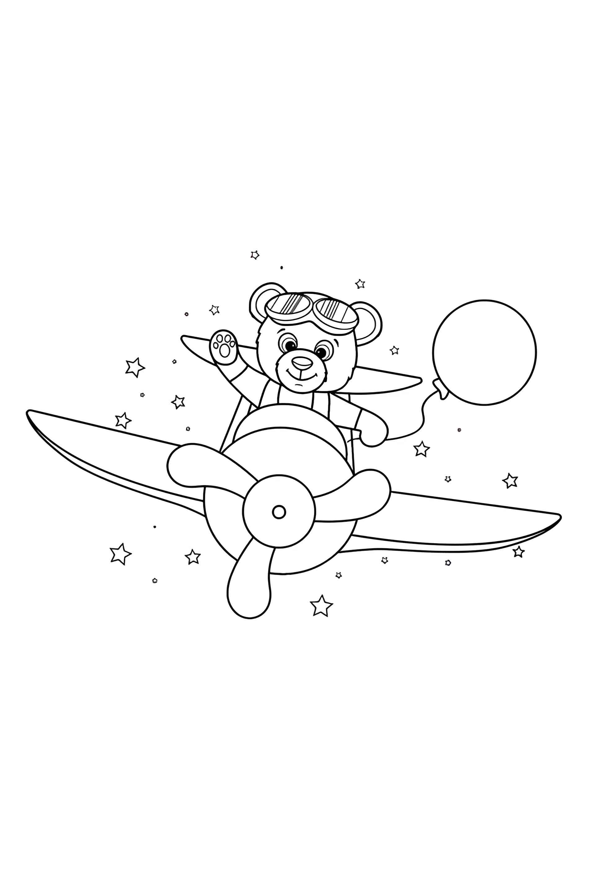 Раскраска Мишка в самолёте