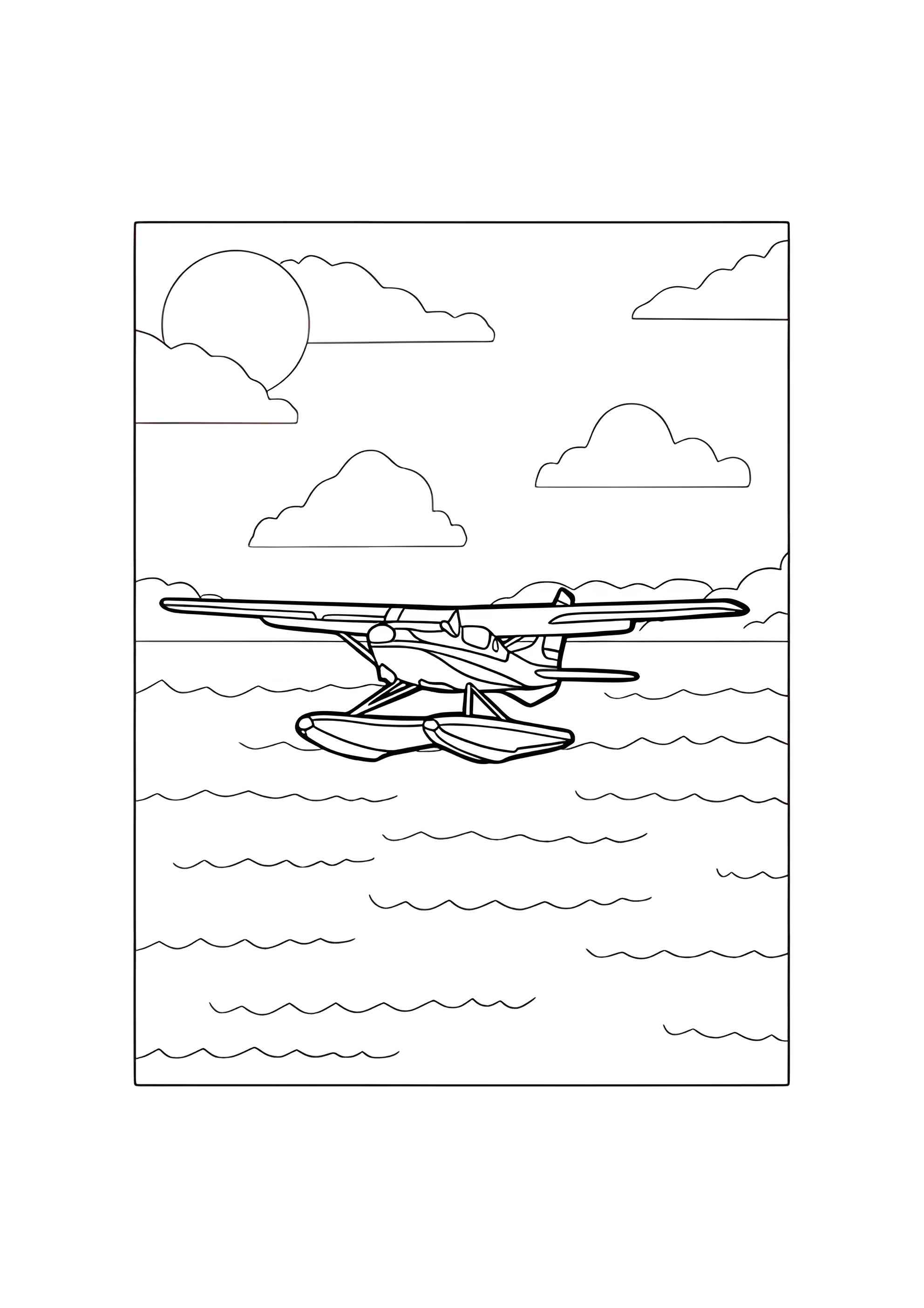 Раскраска Морской самолёт на воде