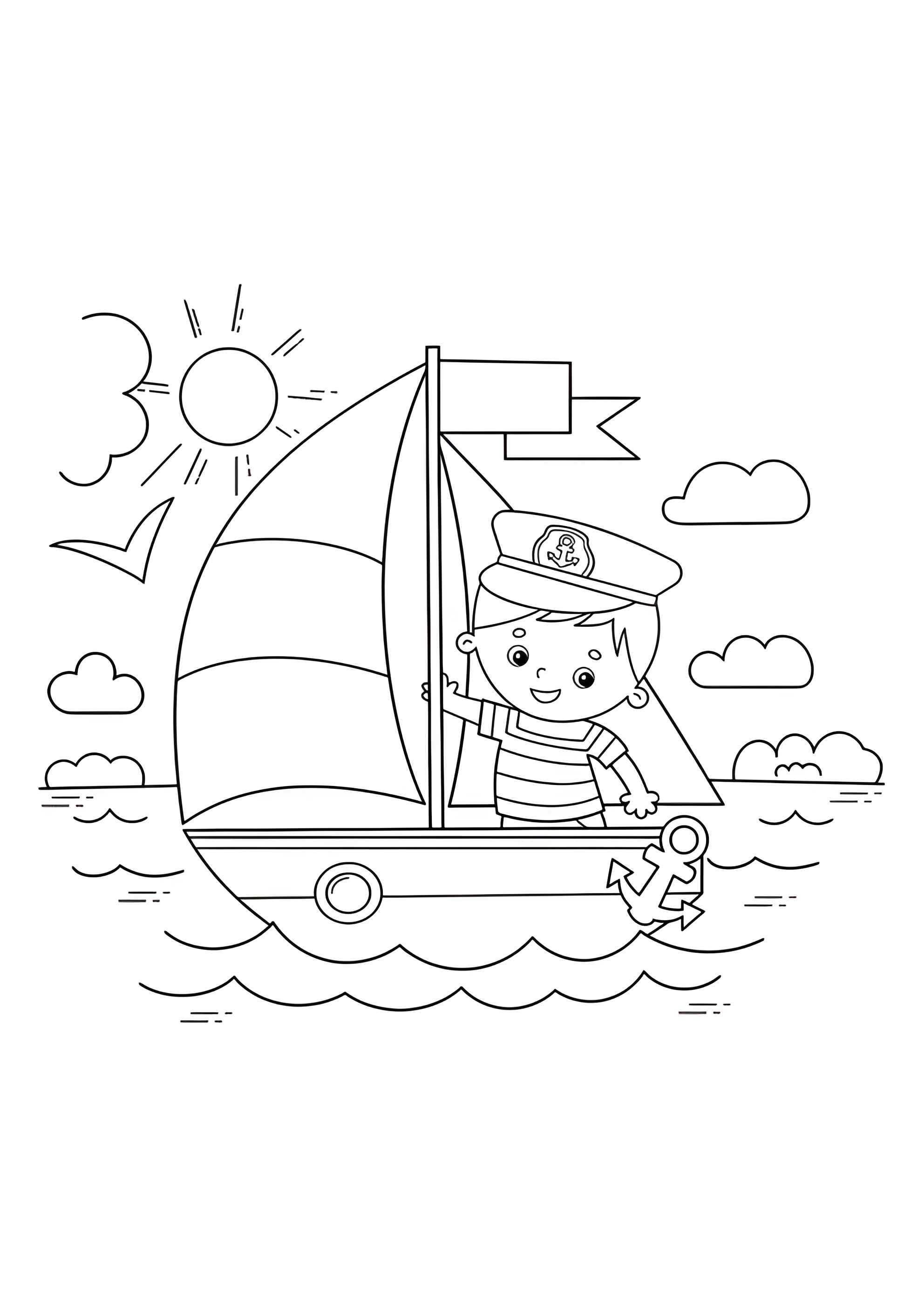 Раскраска Моряк на корабле