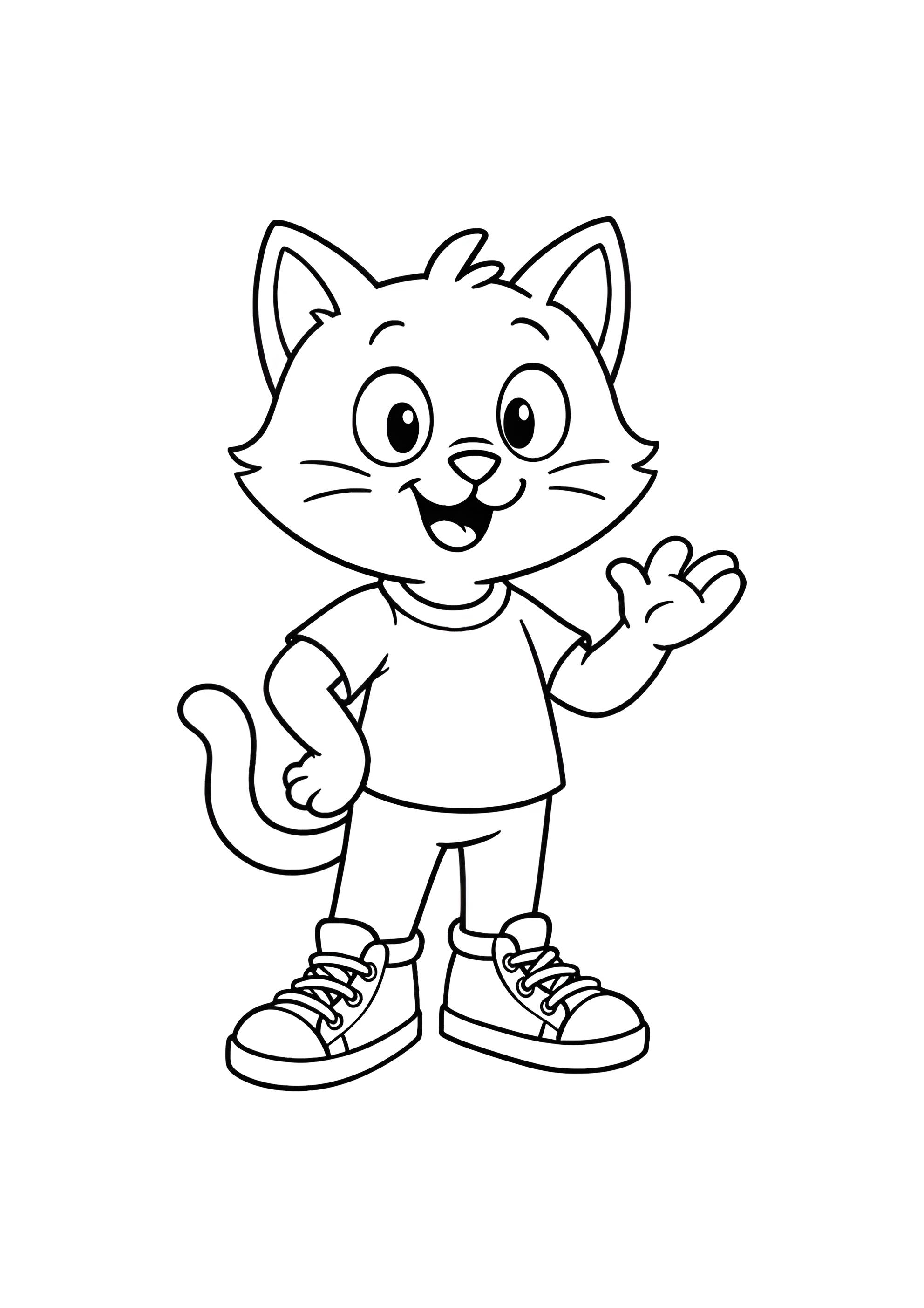 Раскраска Мультяшная кошка в кедах