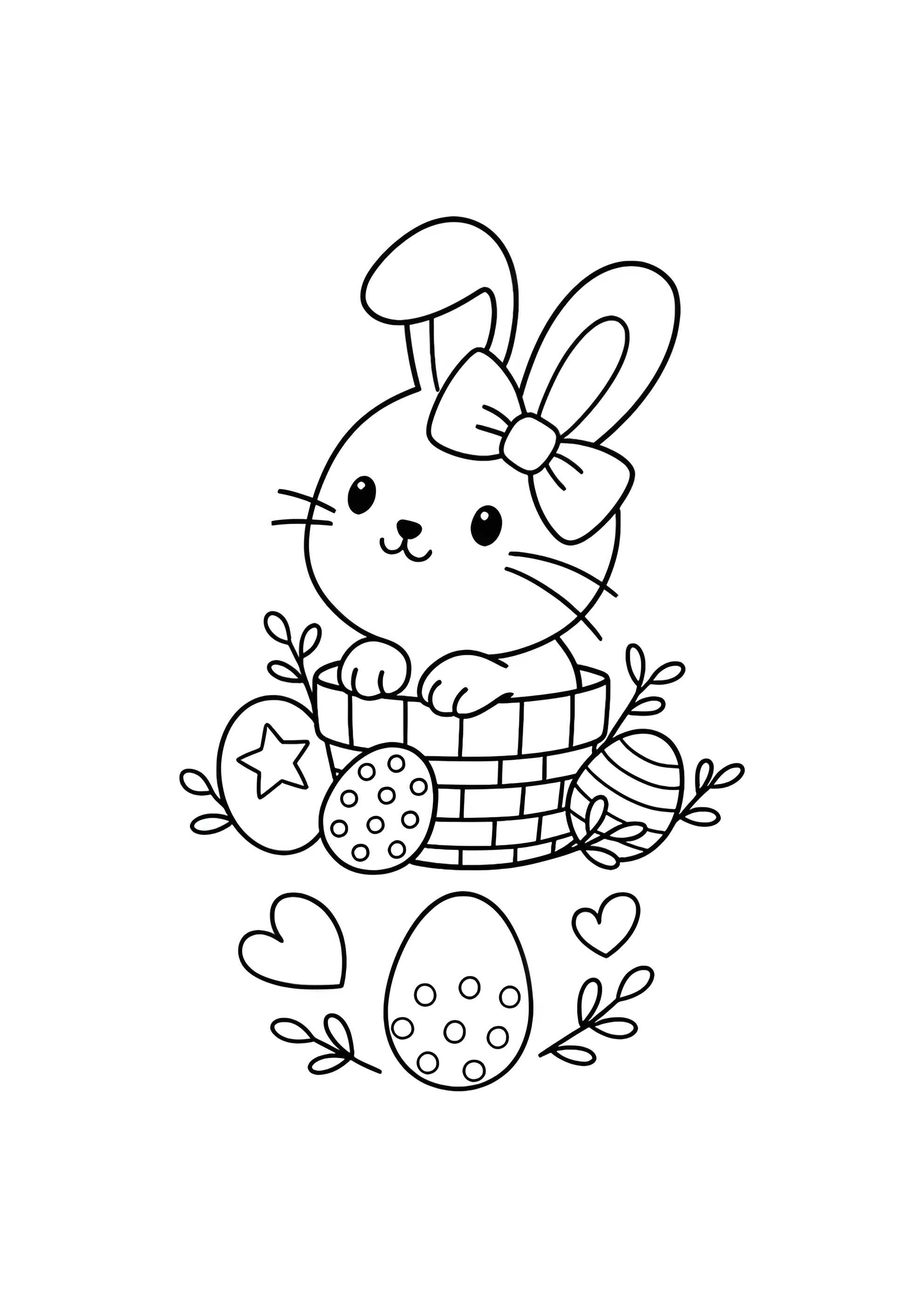 Раскраска Мультяшный кролик в корзинке