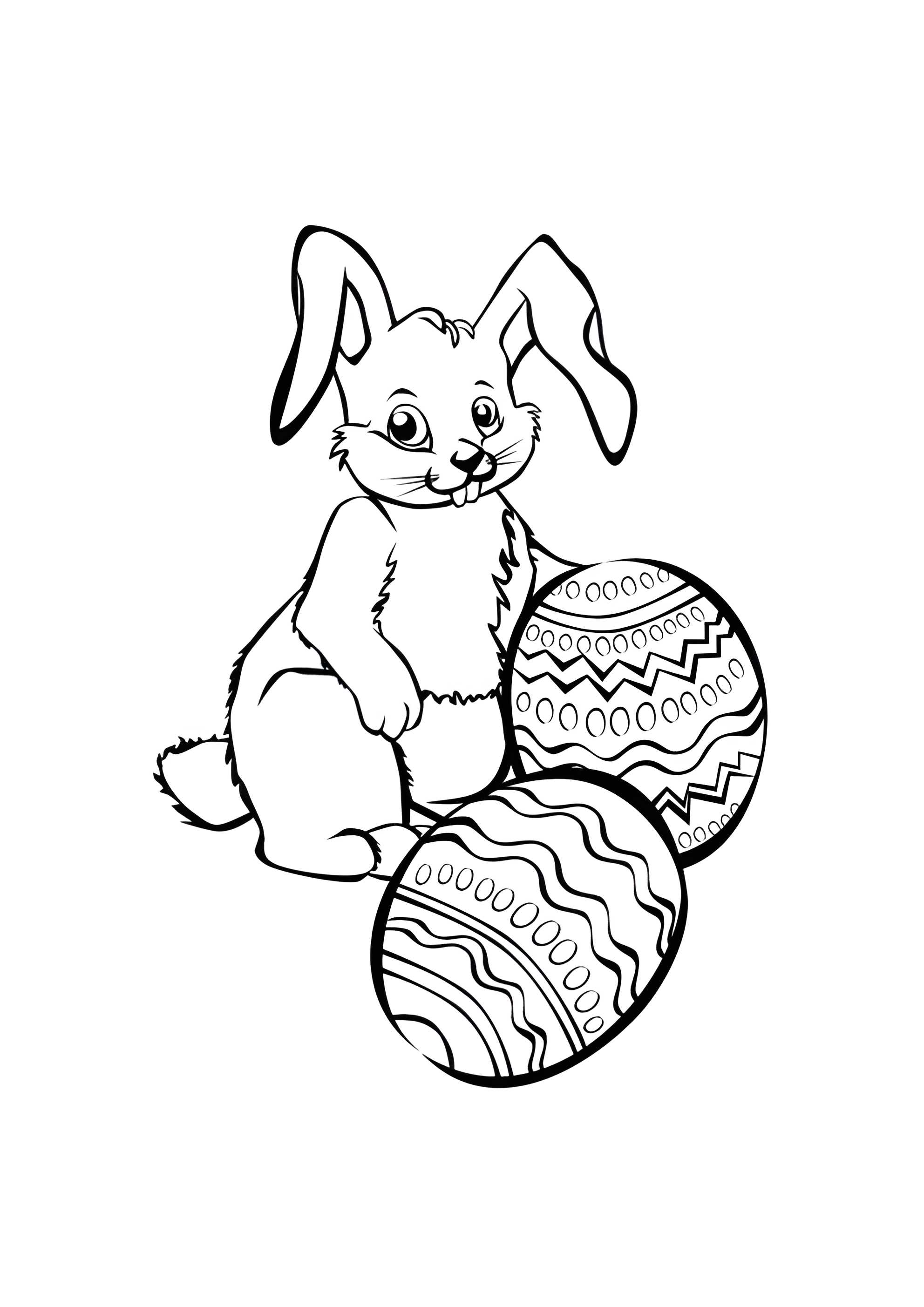 Раскраска Мультяшный пасхальный кролик