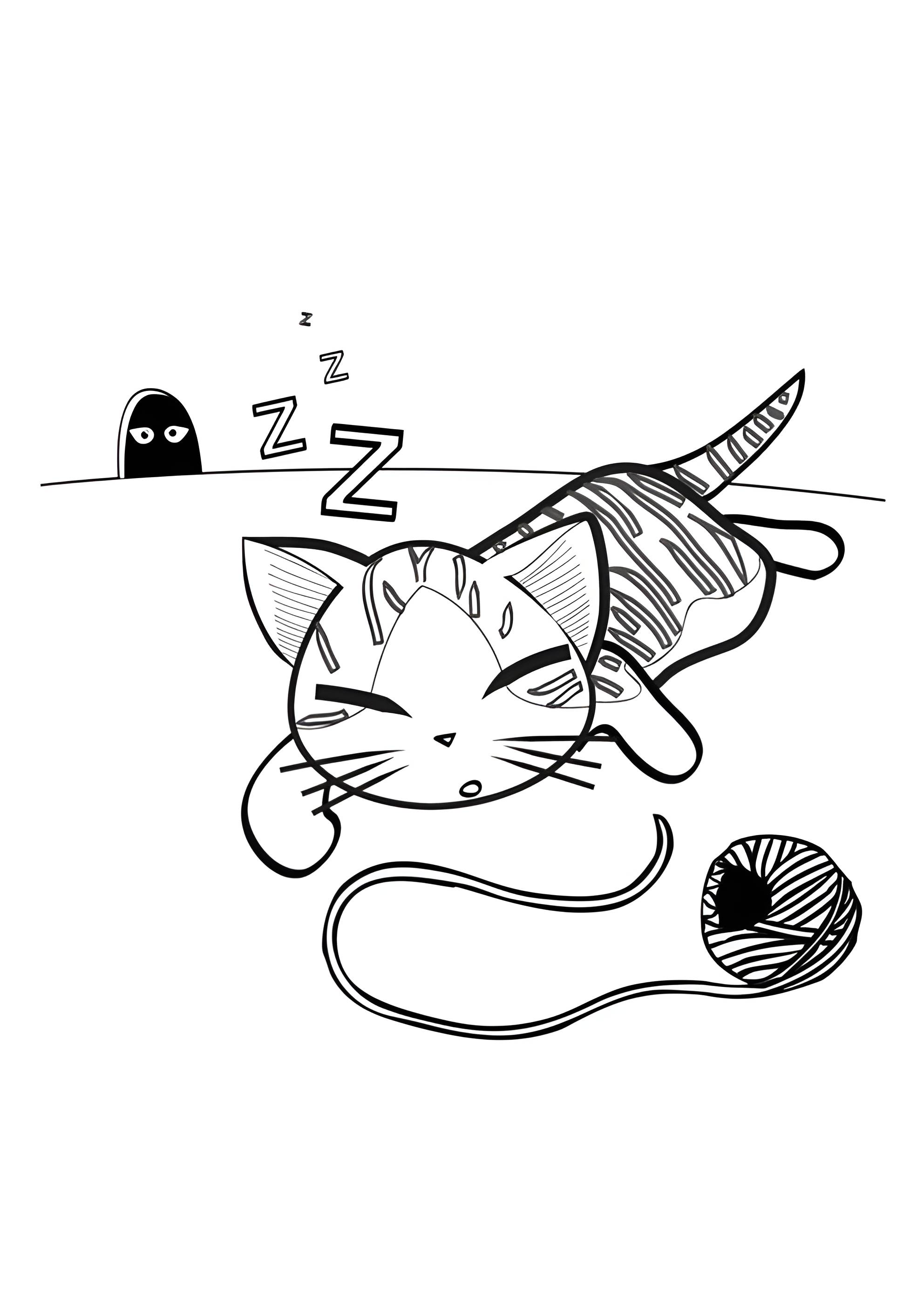 Раскраска Мышки следят за кошкой