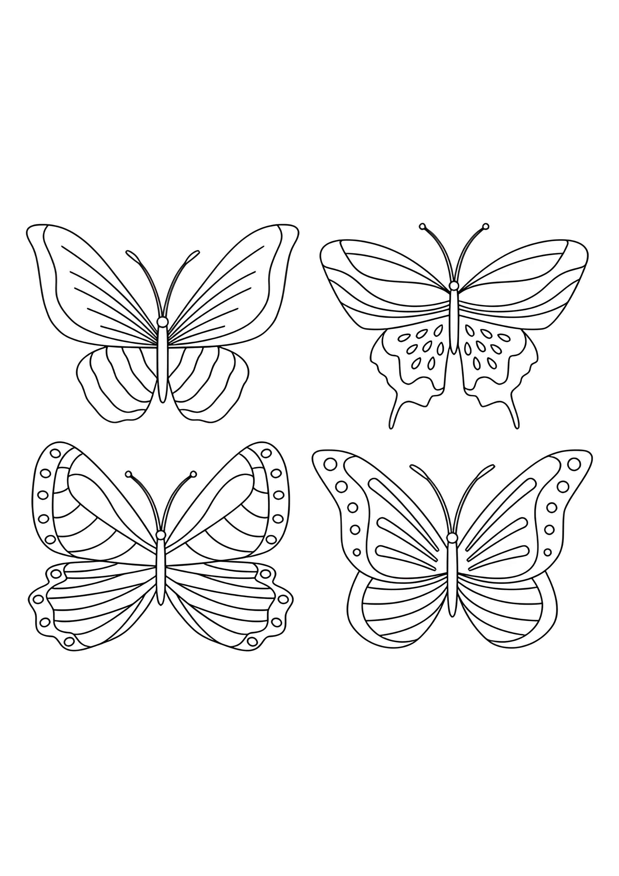Раскраска Набор из 4 бабочек