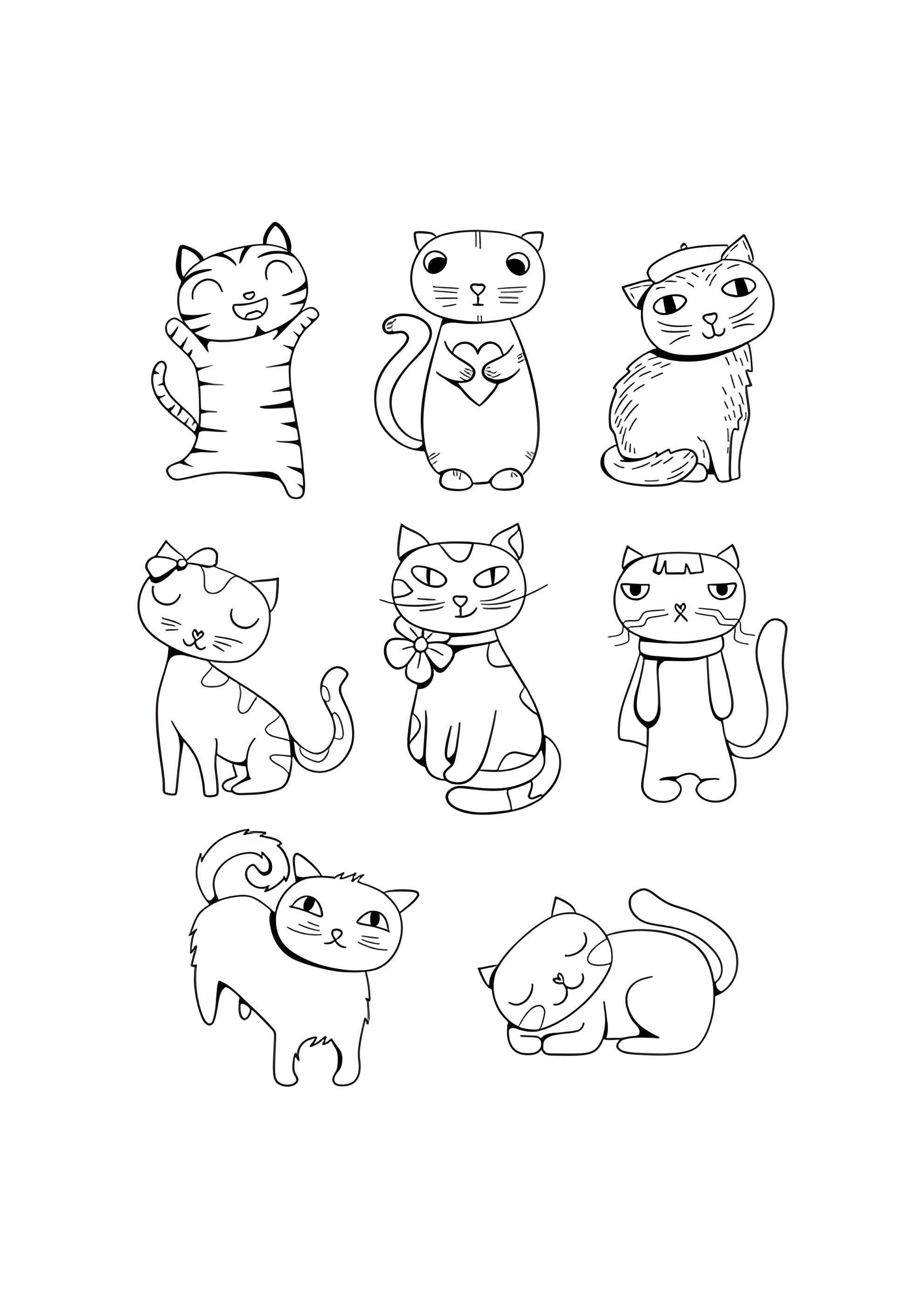 Раскраска Набор котов