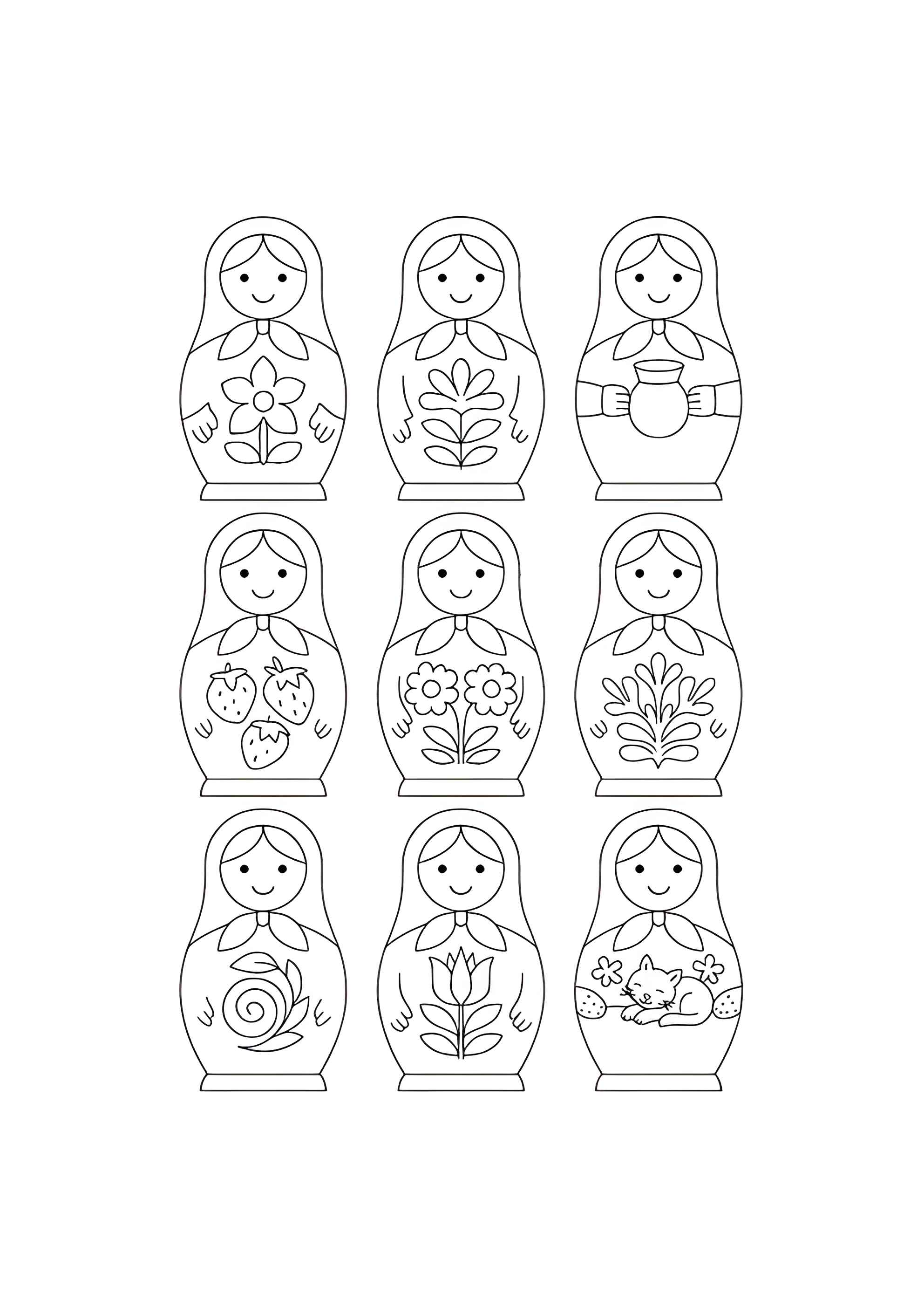 Раскраска Набор матрёшек для малышей