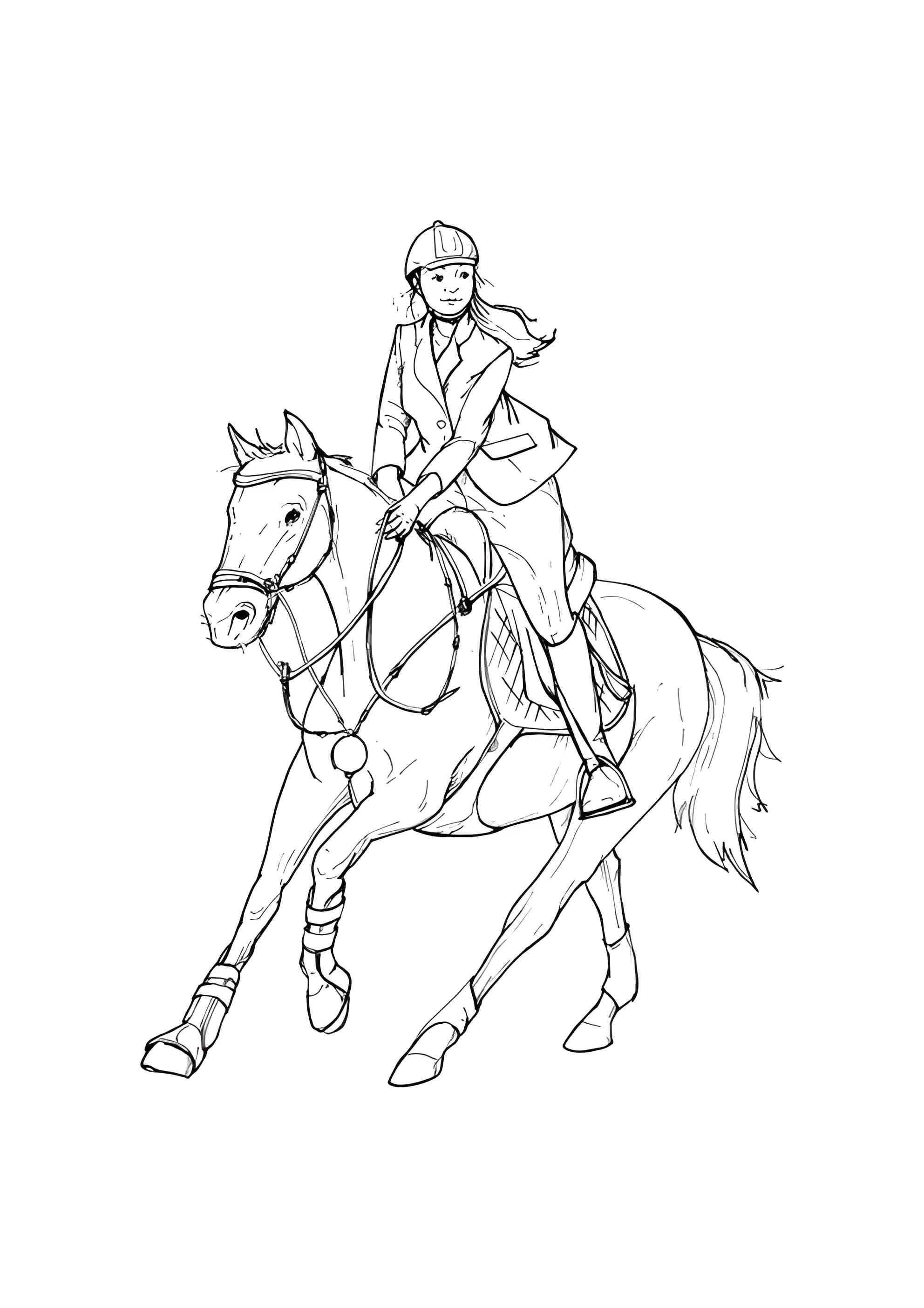 Раскраска Наездница на лошади