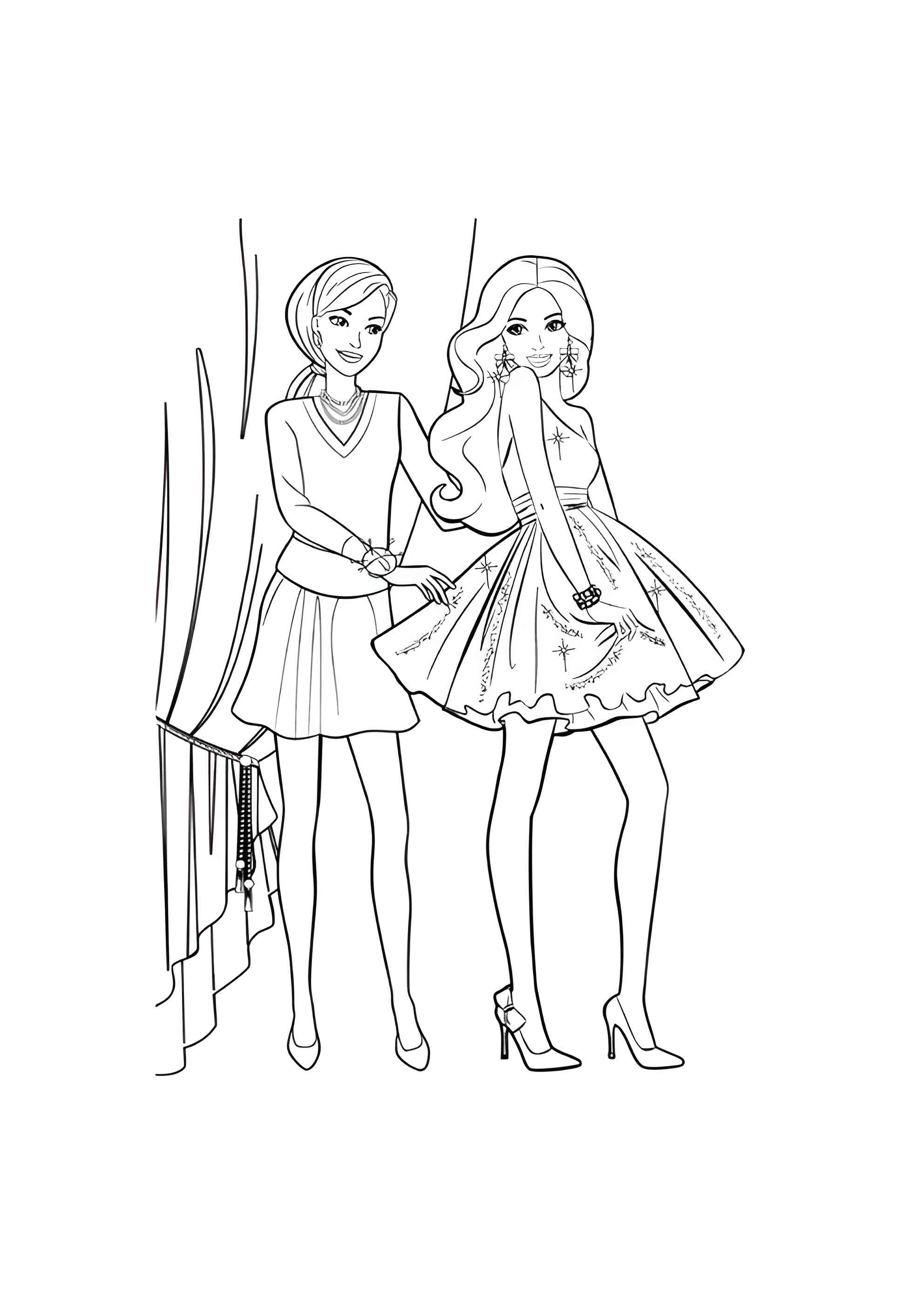 Раскраска Нарядная Барби