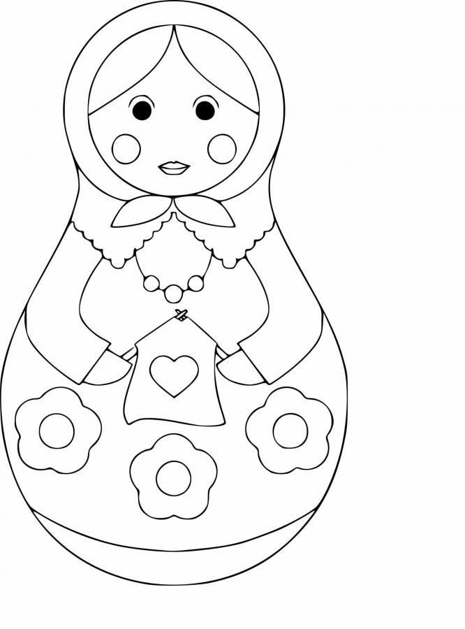 Раскраска Неваляшка матрешка