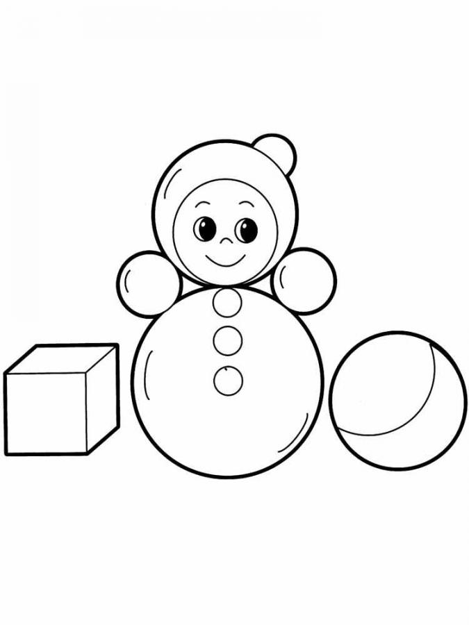 Раскраска Неваляшка с игрушками